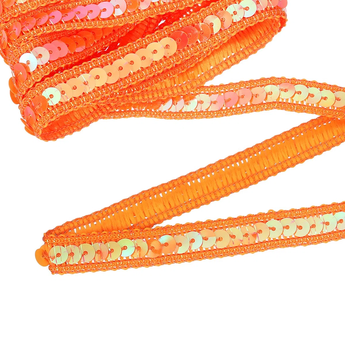 QUARKZMAN 11 Yard Cintas De Lentejuelas Ribete 0.5 Inch Trenza De Lentejuelas Gimp Ribete Lentejuelas Planas Paillette Tela Ribetes Planos Tiras Para Manualidades Costura Ropas, Naranja