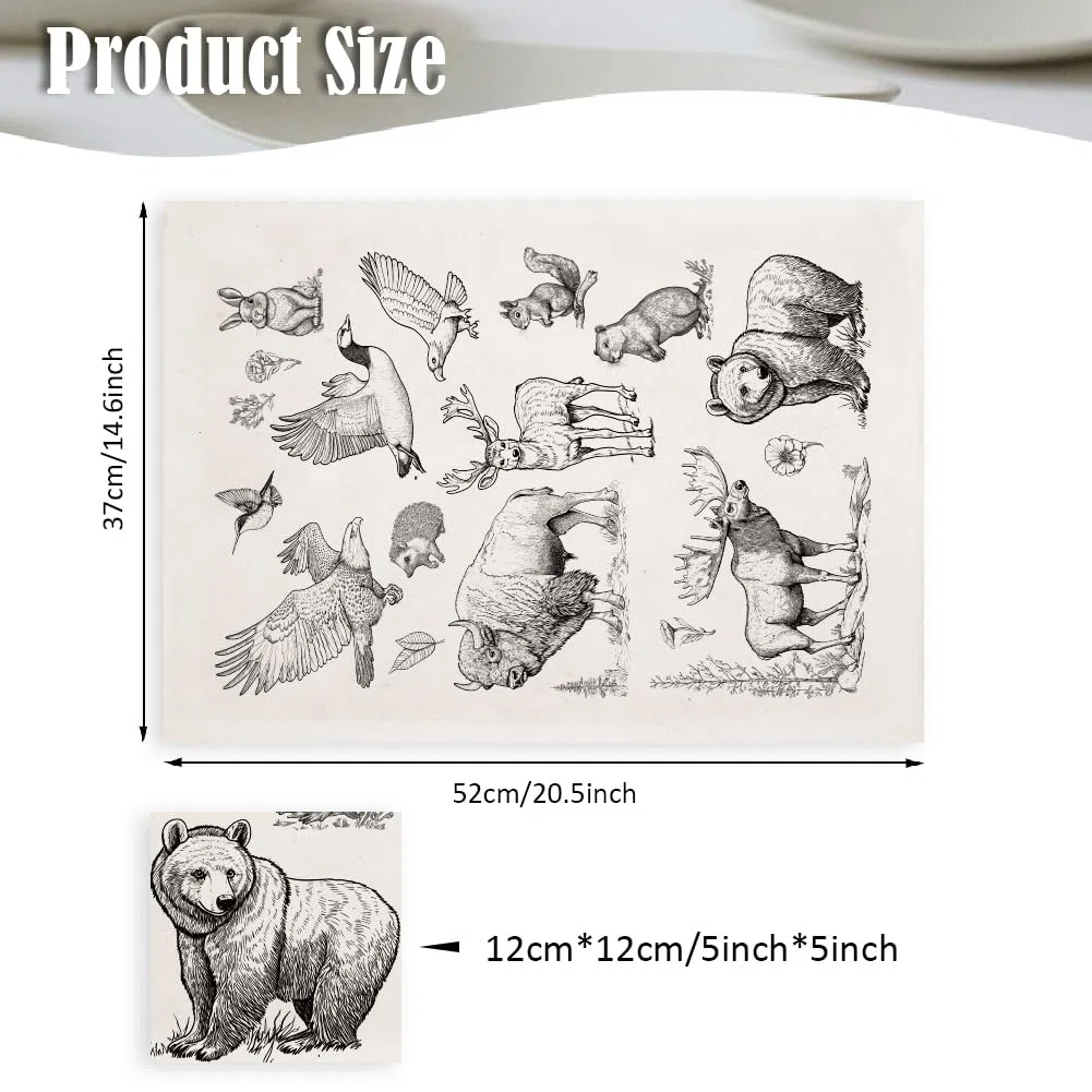 SUPERDANT 4 UNIDADES Animales Subvidriado Pegatinas de Transferencia de Vida Silvestre Chinas Papel Floral para Cerámica Para Sobreesmalte