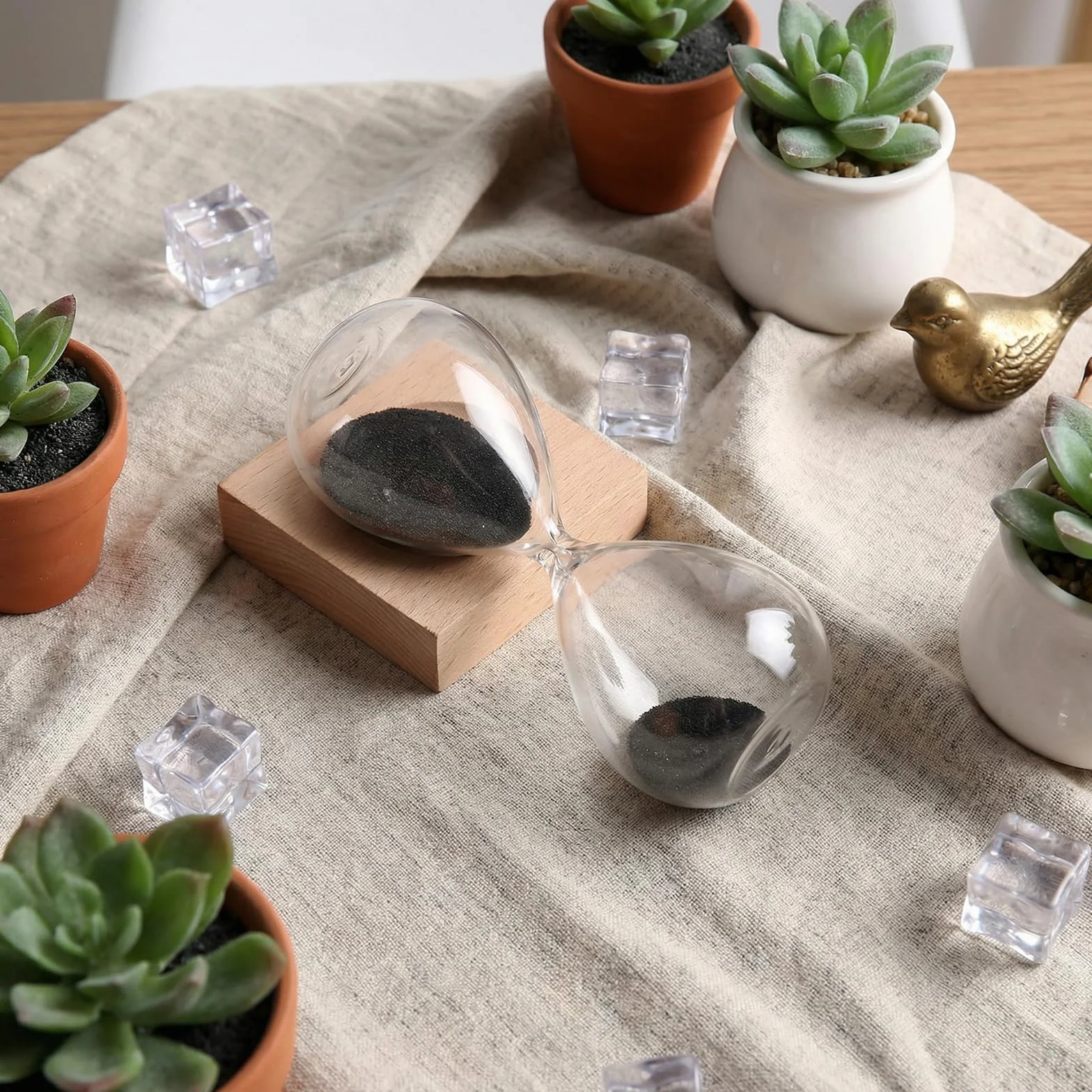 Reloj de arena magnético con base de madera, decoración zen para escritorio, oficina y sala de estar, diseño creativo de arena magnética, idea de regalo para relajarse y aliviar el estrés