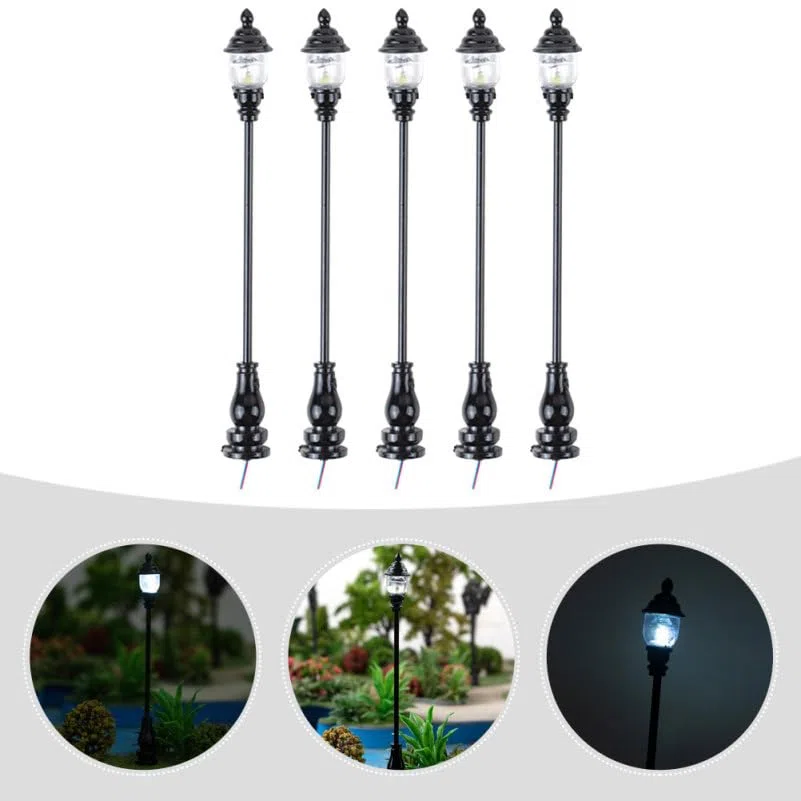 DOITOOL 5 Piezas Farola En Miniatura Modelo De Lámpara Para Maquetas Decoración De Jardín En Miniatura Y Paisaje Accesorios Para Casas De Muñecas Dioramas Y Tren