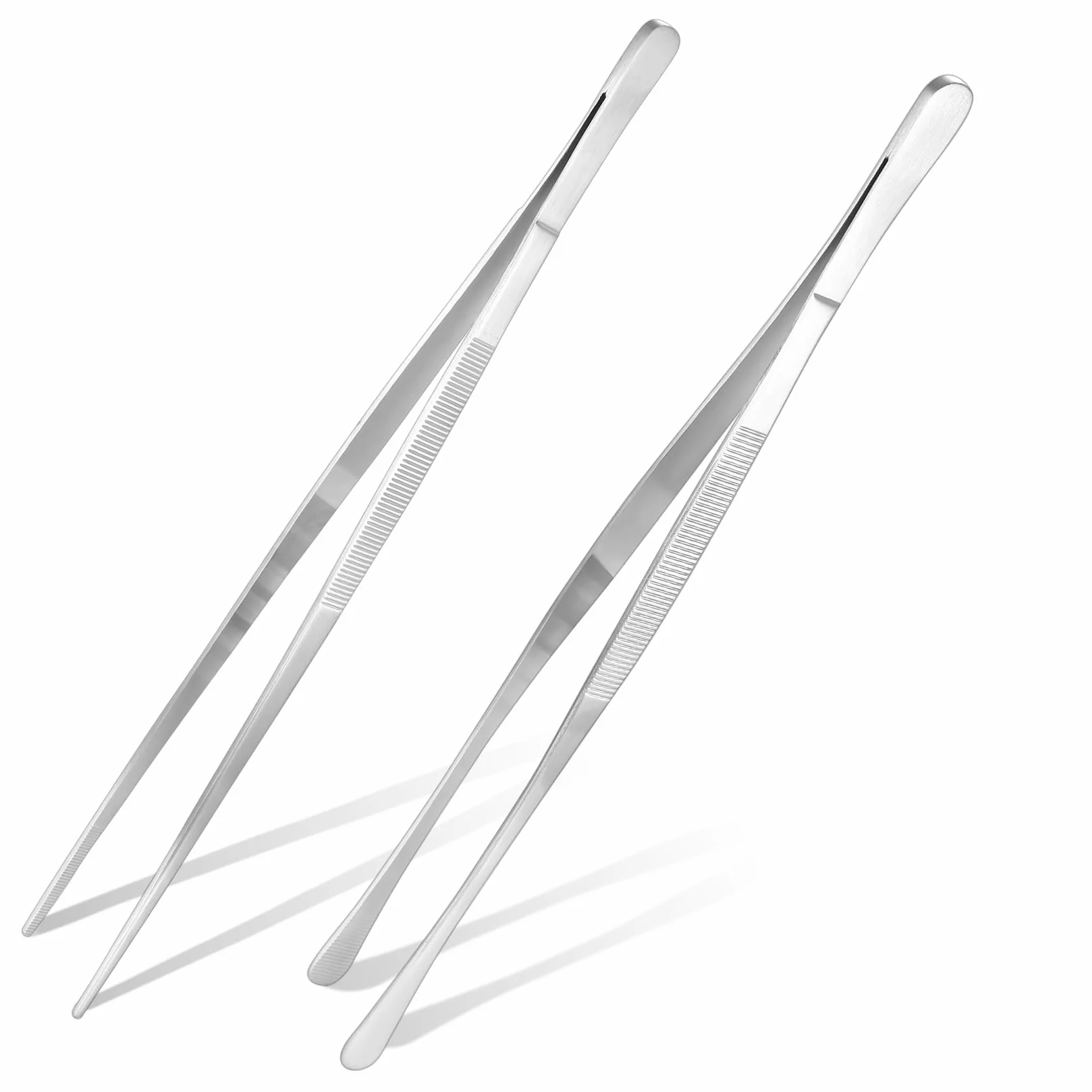 2 Pcs Pinzas Cocina, 30,5cm Pinzas de Cocina de Acero Inoxidable, Pinzas para Asar de Precisión, Pinzas para Cocinar, Pinzas Chef Profesional para Horneado Barbacoa Cocinar Carne