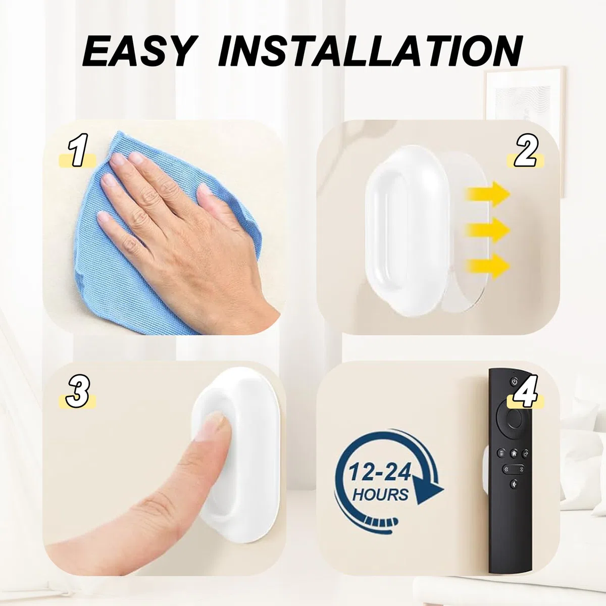 4 Piezas Soporte Mando Pared Silicona Organizador Mando a Distancia Soporte de Control Remoto Magnético Sin Agujeros de Perforación Soportes de Pared Adhesivo Fuerte, para el Hogar, Escuela (Blanco)
