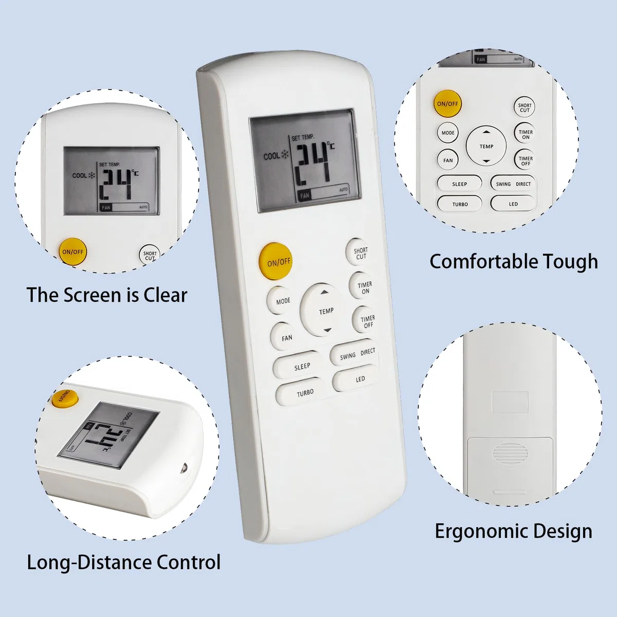 RG57B1/BGE Mando a Distancia Compatible con Media AC Aire Acondicionado RG57B/BGE RG57B1/BGE RG57B2/BGERG57A6/BGEF RG57D/BGE Sustitución Controlador