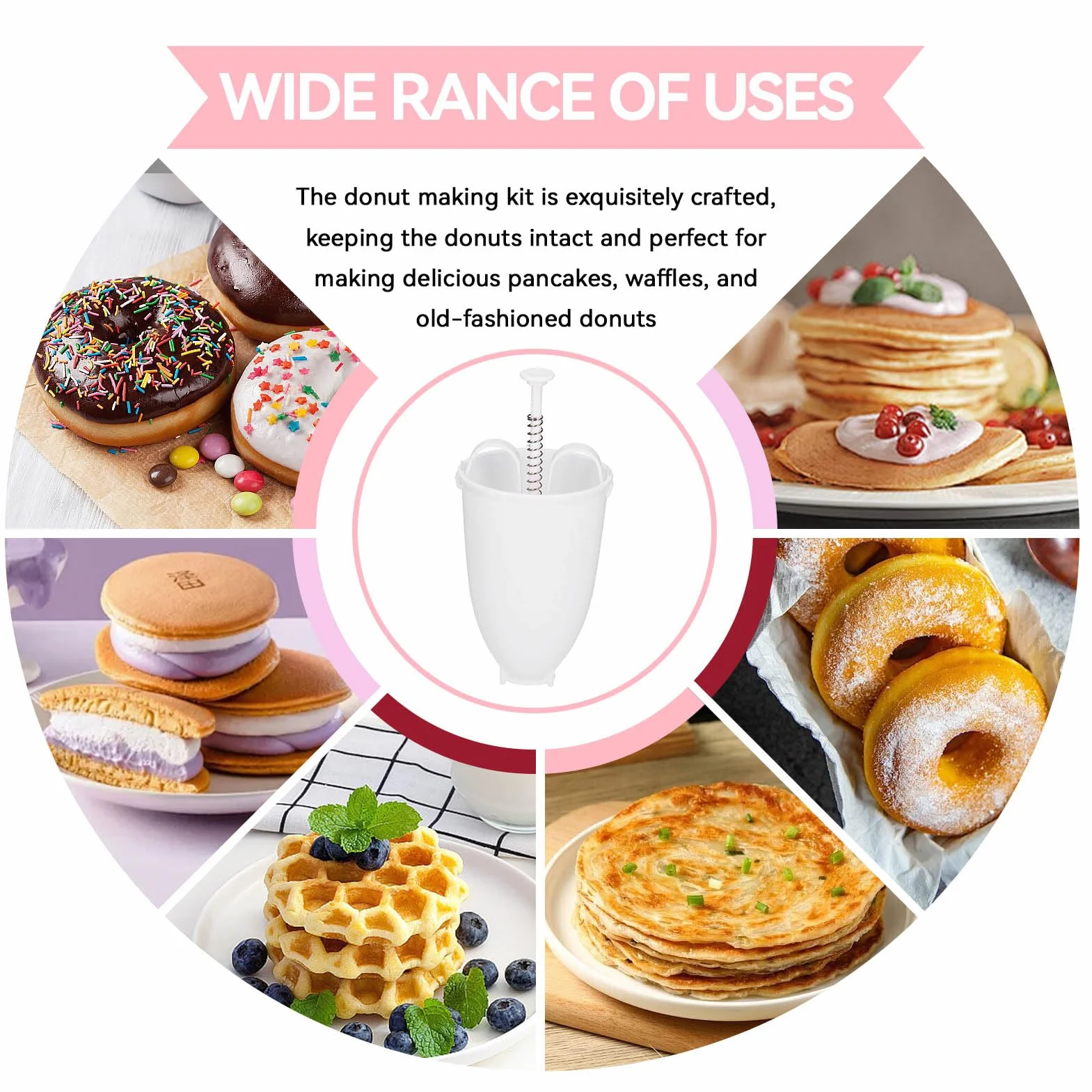Máquina Para Hacer Rosquillas 2 Uds., Dispensador Manual De Masa Para Rosquillas, Máquina Para Rosquillas, Molde, Herramienta Rosquillera Para Hornear Diy Para Hornear En La Cocina(White)