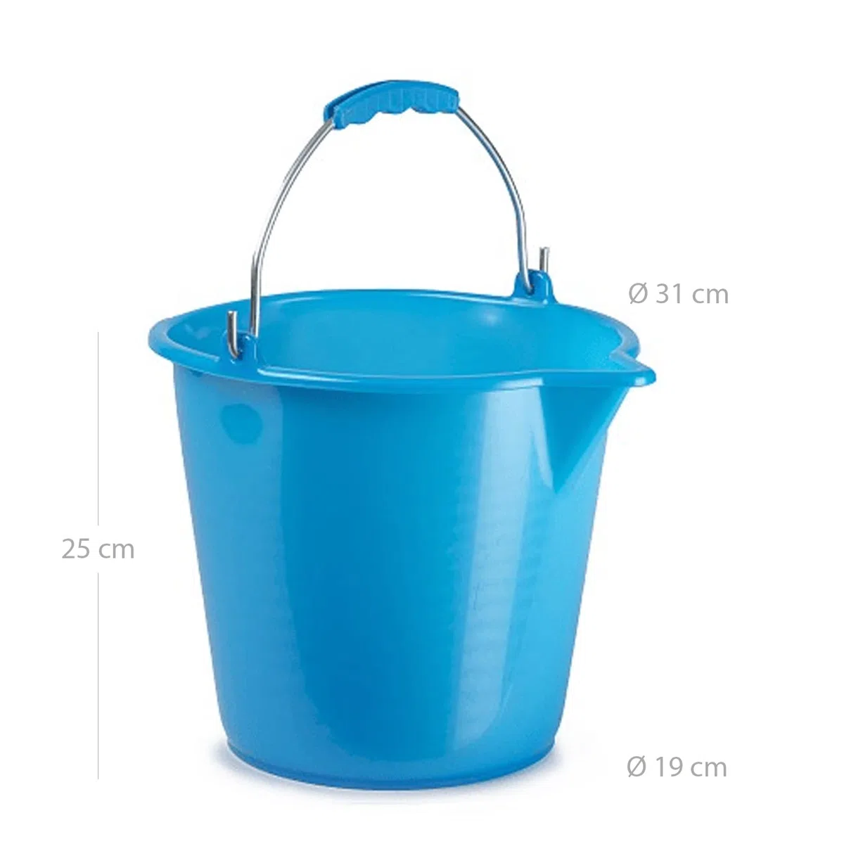 CABLEPELADO Cubo Plástico de Limpieza y Jardín, Doméstico, para Fregona, 25 cm Alto x 31 cm Diámetro Superior, Capacidad 9 Litros, Asa de Agarre, Azul
