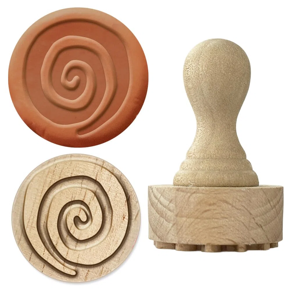 OLYCRAFT tampones de madera 2,7 cm tampone redondos espirales tampone redondo de arcilla seals redondo naturales de cerámica pequeña seal redondos