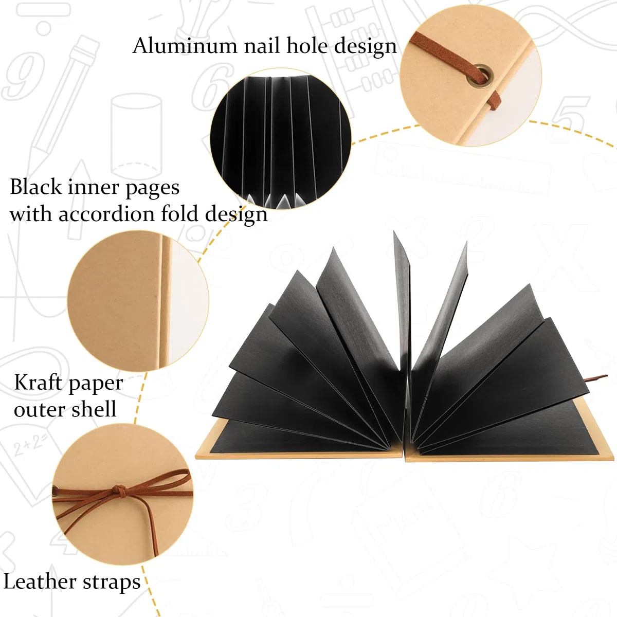 2 Piezas Álbum Scrapbook Acordeón, Album Fotos para Pegar y Escribir, Album Scrapbook de Bricolaje Plegable con 4 Pegatinas, 16 Páginas DIY Albunes para Fotos para Cumpleaños Boda Regalo de Graduación