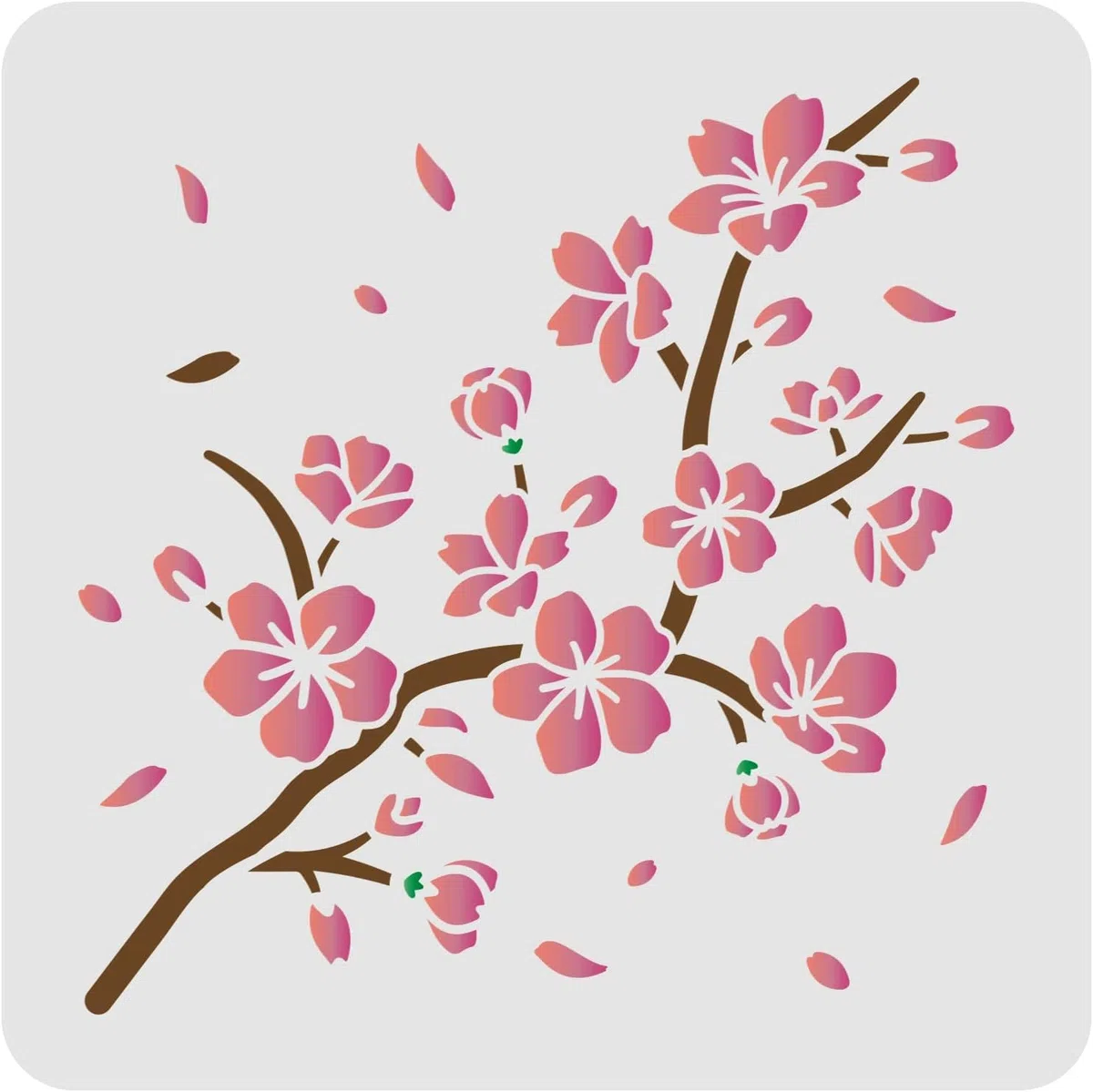 FINGERINSPIRE- Plantilla cuadrada de plástico con flores de cerezo, reutilizable y apta para hacer manualidades en paredes, madera, suelos, ropa, muebles y mucho más (30 x 30 cm)
