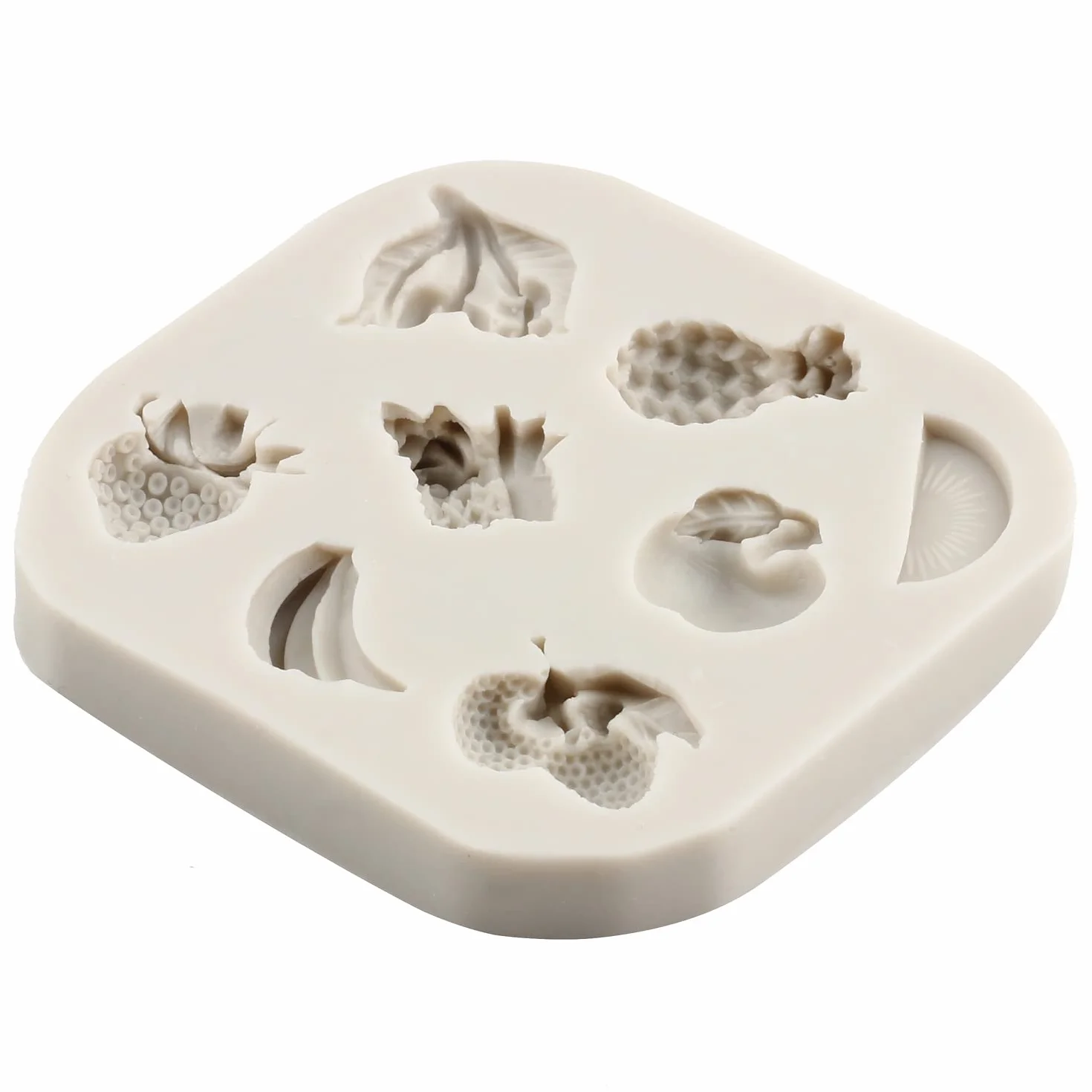 3 moldes de silicona para verduras, frutas y otros ingredientes, incluyendo fresas, piña, fondant, cupcakes, pasteles, dulces, chocolate, pasta de goma y arcilla