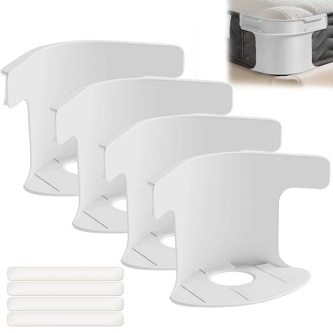 4 Piezas Sujetadores de Sábanas con Tiras de Bloqueo Kit, sujeta sabanas bajeras, Antideslizante Tensor de Sábanas, Sujetadores de Esquina para Sábana de Cama, Heavy-Duty Corner Clips(L)