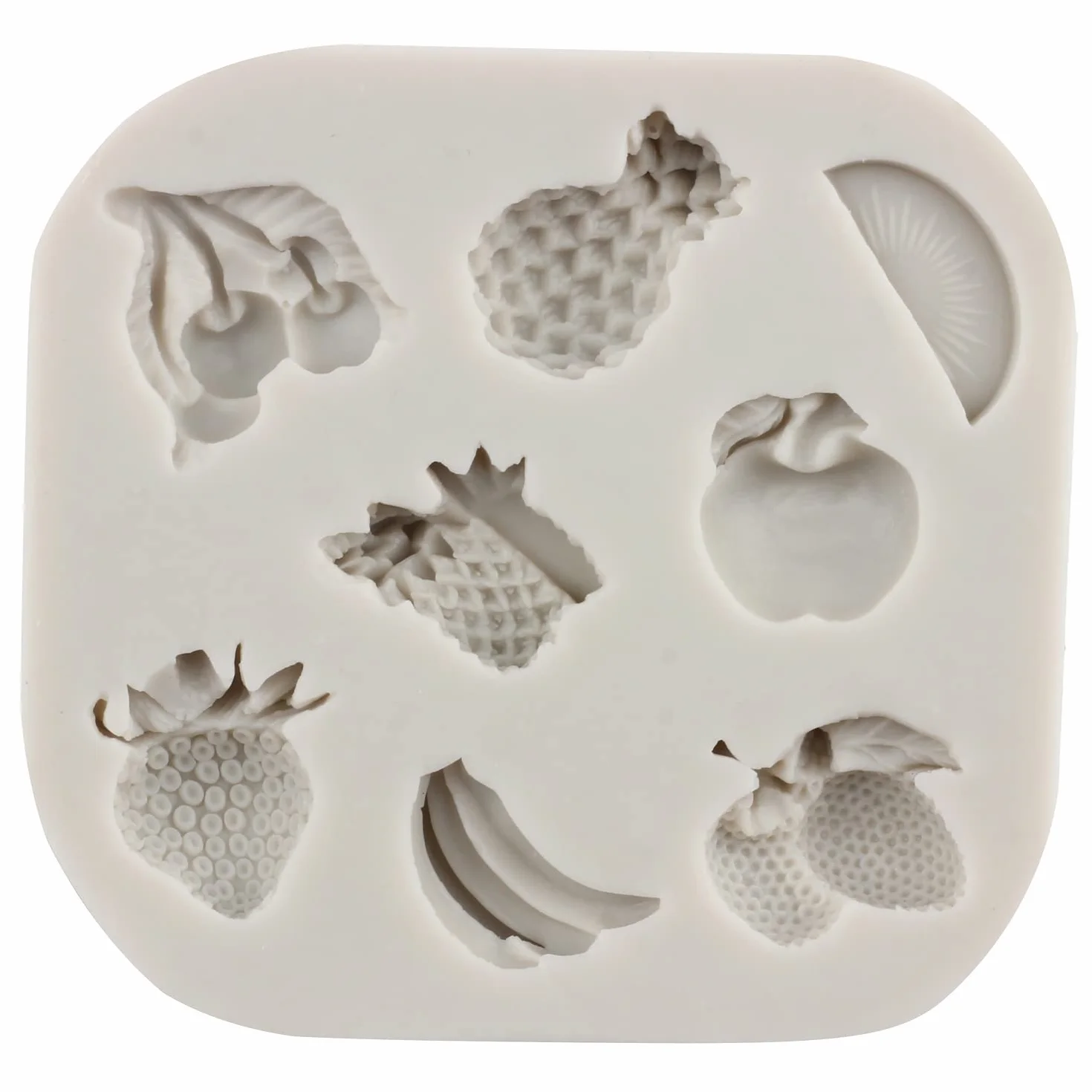 3 moldes de silicona para verduras, frutas y otros ingredientes, incluyendo fresas, piña, fondant, cupcakes, pasteles, dulces, chocolate, pasta de goma y arcilla