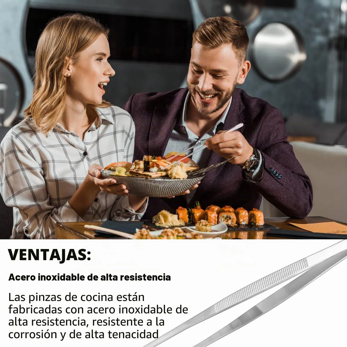 2 Pcs Pinzas Cocina, 30,5cm Pinzas de Cocina de Acero Inoxidable, Pinzas para Asar de Precisión, Pinzas para Cocinar, Pinzas Chef Profesional para Horneado Barbacoa Cocinar Carne