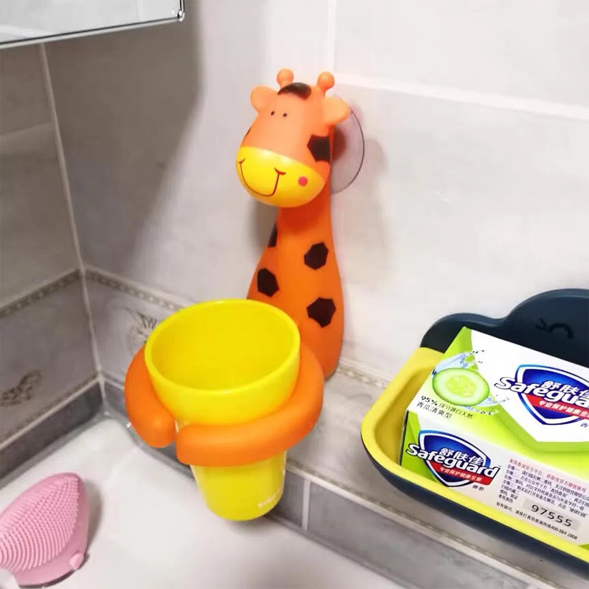 1 soporte para cepillo de dientes con ventosa, soporte para cepillo de dientes con vaso, soporte para cepillo de dientes personalizado para niños