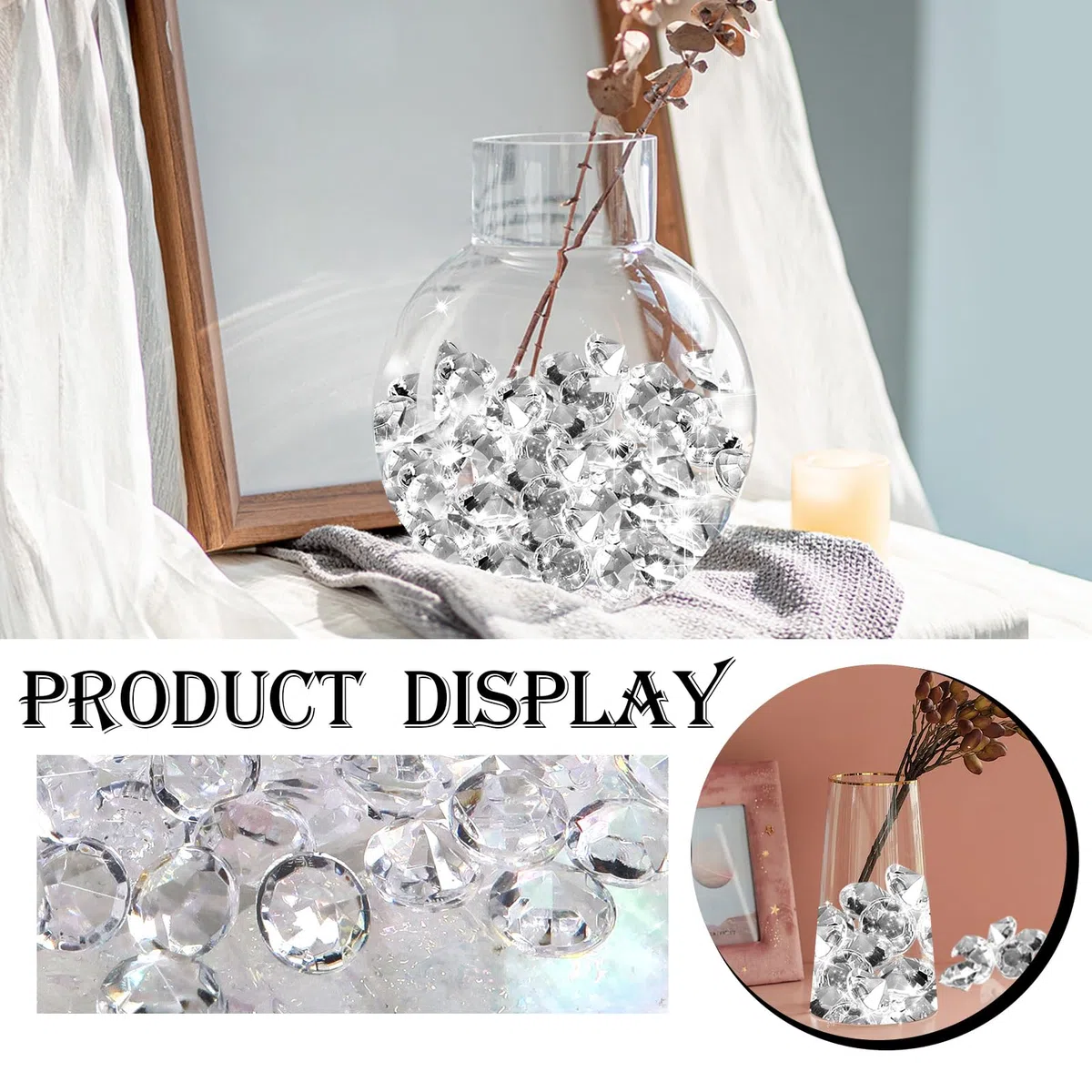 TOAOB 25 Piezas Diamantes Decorativos Grandes 30 mm Cristales Acrílicos Transparentes de Diamante Decorativas para Mesa de Boda Decoración