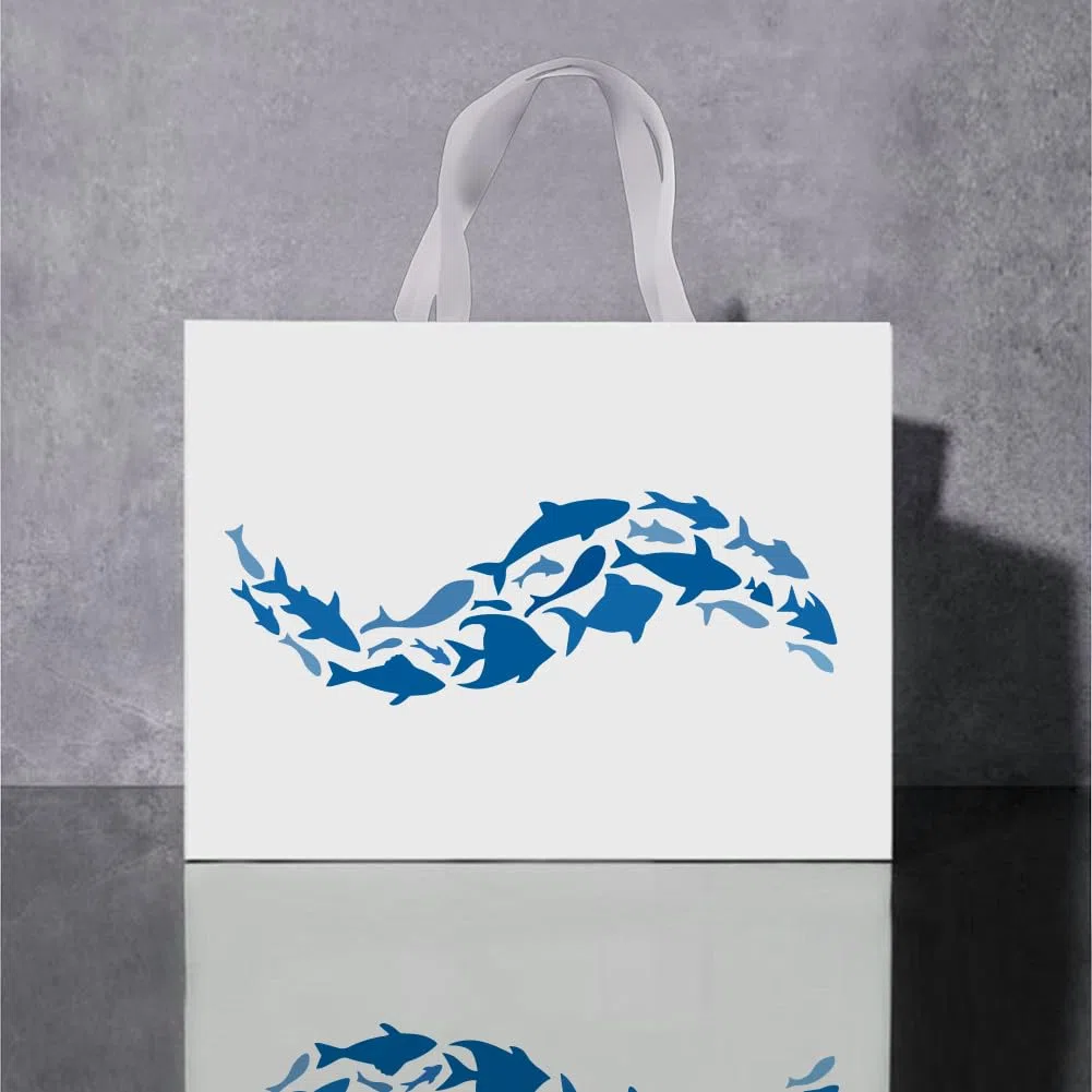 FINGERINSPIRE 2 piezas de peces para colorear con pincel, 15 x 30 cm, siluetas de peces, modelo para colorear, con motivo de animales marinos, varios stencils
