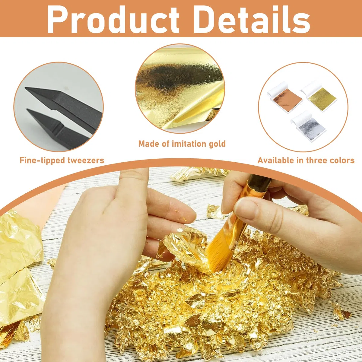300 hojas de imitación de hojas de oro, pan de oro para manualidades, hoja de plata, lámina de oro para manualidades, papel dorado para manualidades, proyectos artísticos de metal de impacto, hoja de