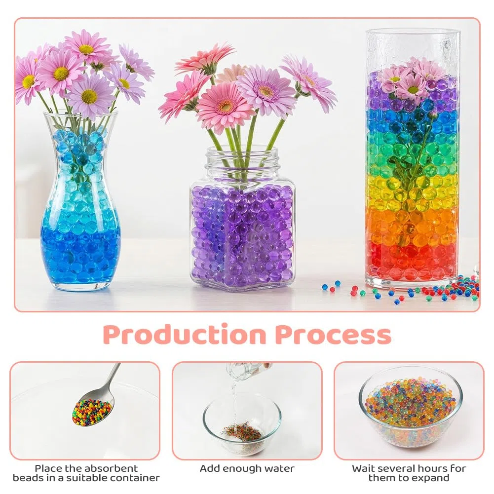 100000 Piezas Perlas de Agua Coloridas, Bolas de Gel No TóXico y Biodegradable, Perlas de Gel Reutilizable para Rellenar Jarrones, Bodas, Decoración del Hogar o de Plantas
