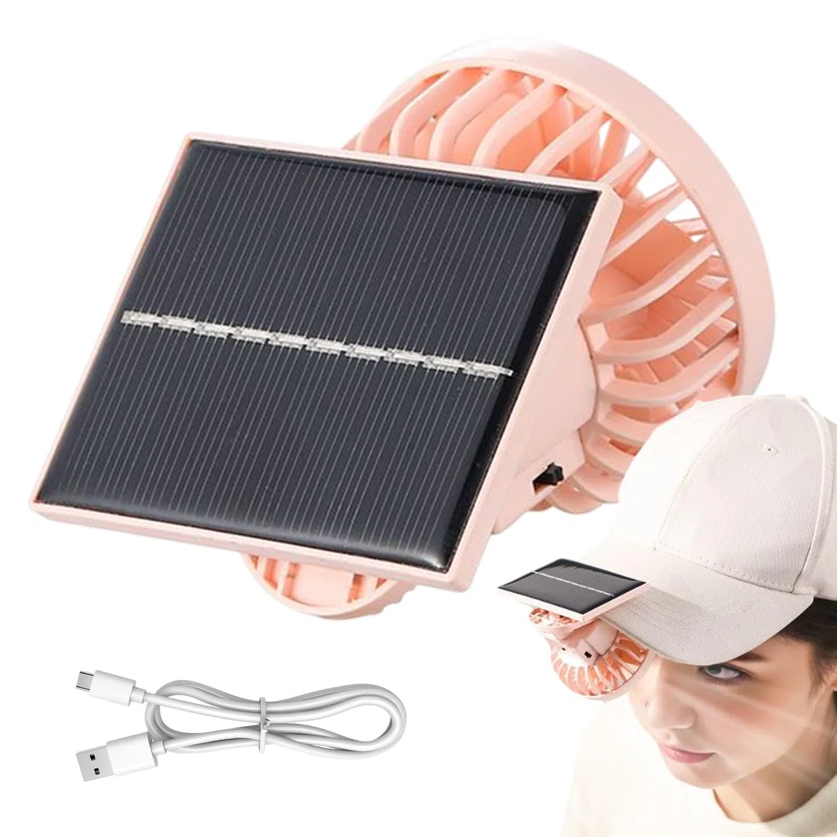 Ventilador de clip, dispositivo alimentado por energía solar, enfriador recargable portátil, flujo de aire personal compacto, diseño de montaje de manos, para viajes, escritorio, mesa, camping