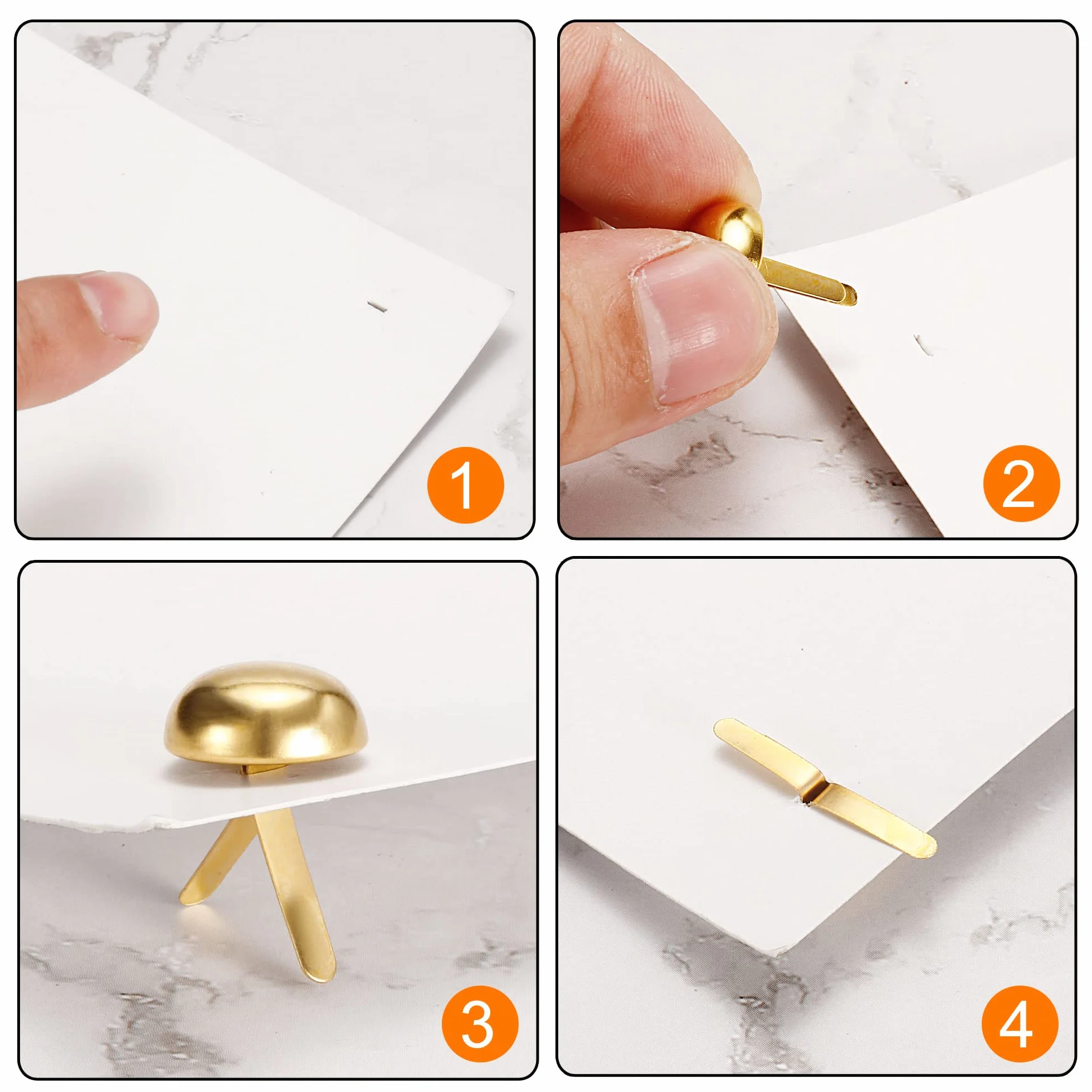PATIKIL 8x16mm Mini Clavos Papel Sujetadores, 100 Paquete Redondos Clavos Sujetador para Artesanía Decorativo Recortes Álbum Tarjetas Bricolaje, Plateado Tono