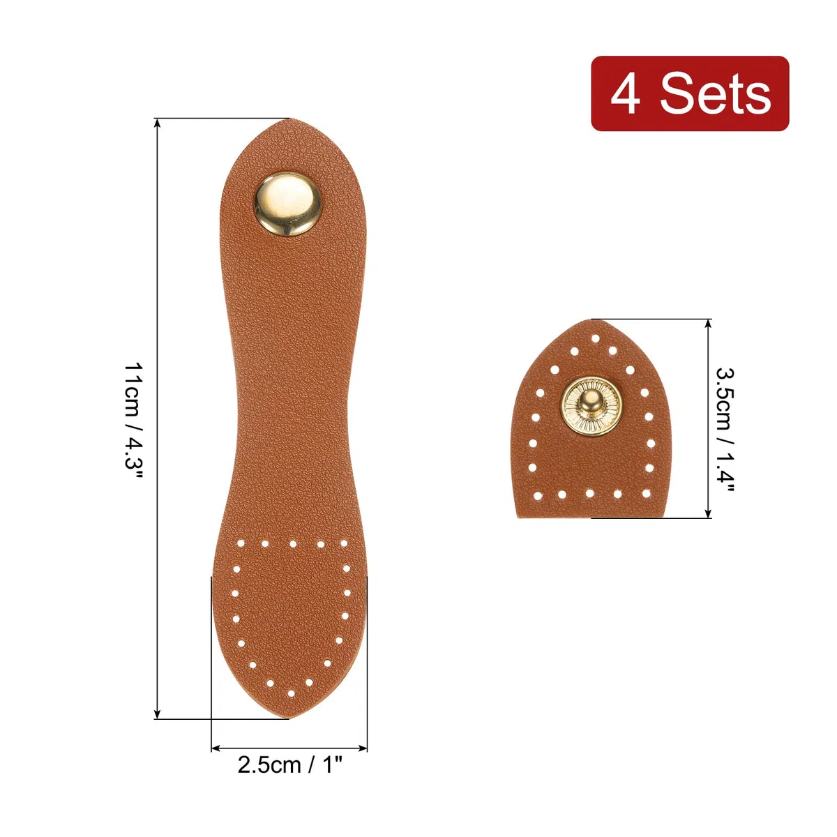 QUARKZMAN 4 Juegos de Hebilla de Cuero, Cierres de Cuero para Coser en Bolsos, Carteras, Bolsos, Fundas para Celular, Chaquetas, Cuadernos, Manualidades Diy, Marrón