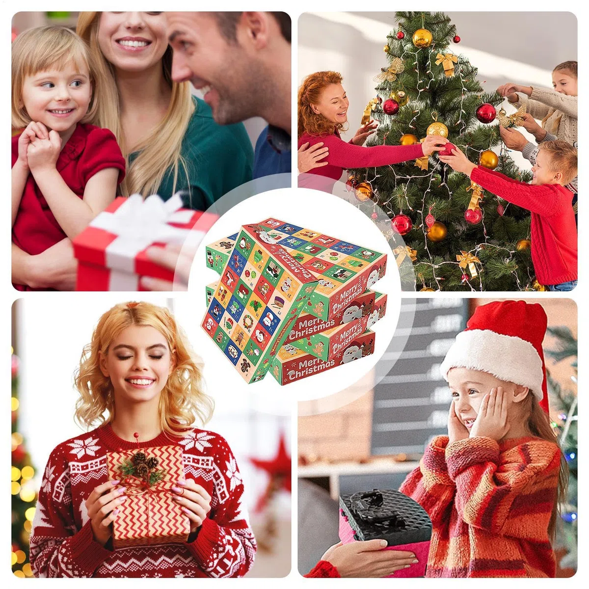 Paquete de 5 calendarios de Adviento rellenables, llena tus propias cajas de calendario de Adviento, caja de calendario de Adviento vacía de 24 días, fundas de calendario de Adviento de Navidad para