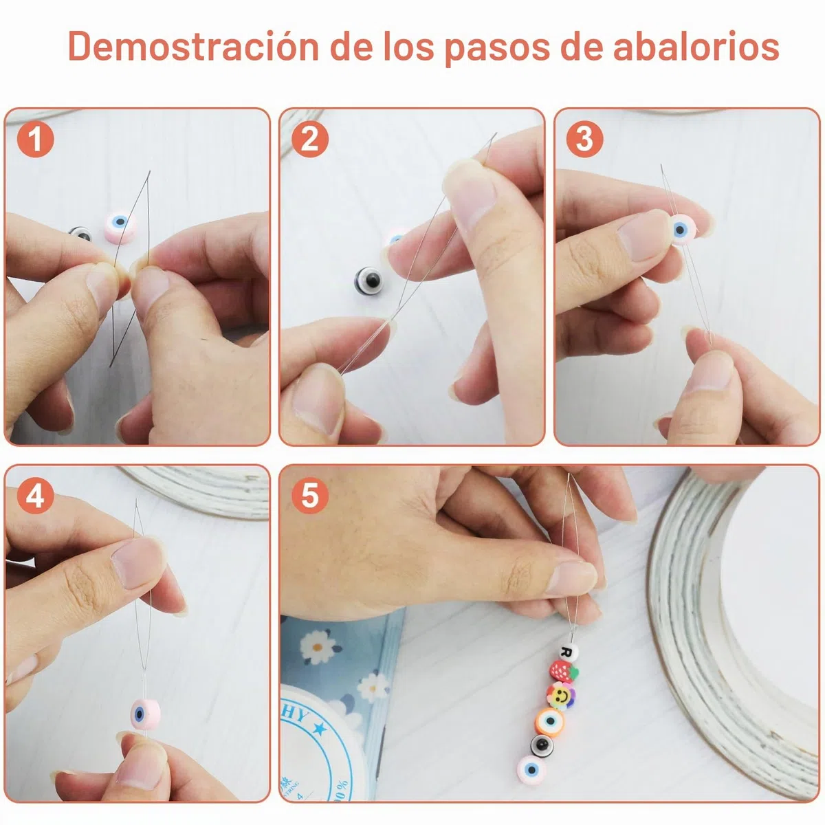 Lote de 44 agujas para perlas, agujas de ojo grande para enhebrar perlas, agujas largas rectas, para pulseras, joyería, artesanía y fabricación de joyas