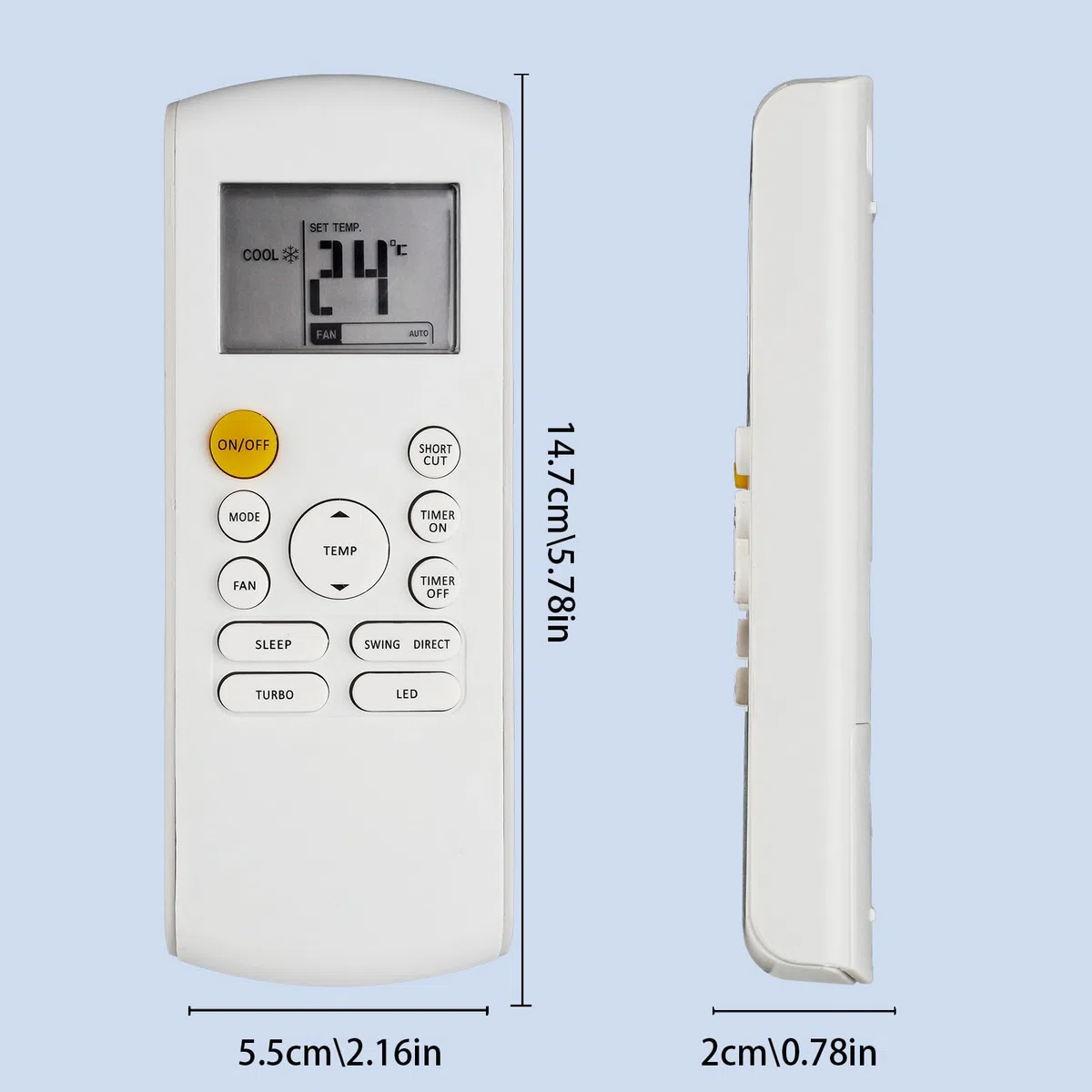 RG57B1/BGE Mando a Distancia Compatible con Media AC Aire Acondicionado RG57B/BGE RG57B1/BGE RG57B2/BGERG57A6/BGEF RG57D/BGE Sustitución Controlador