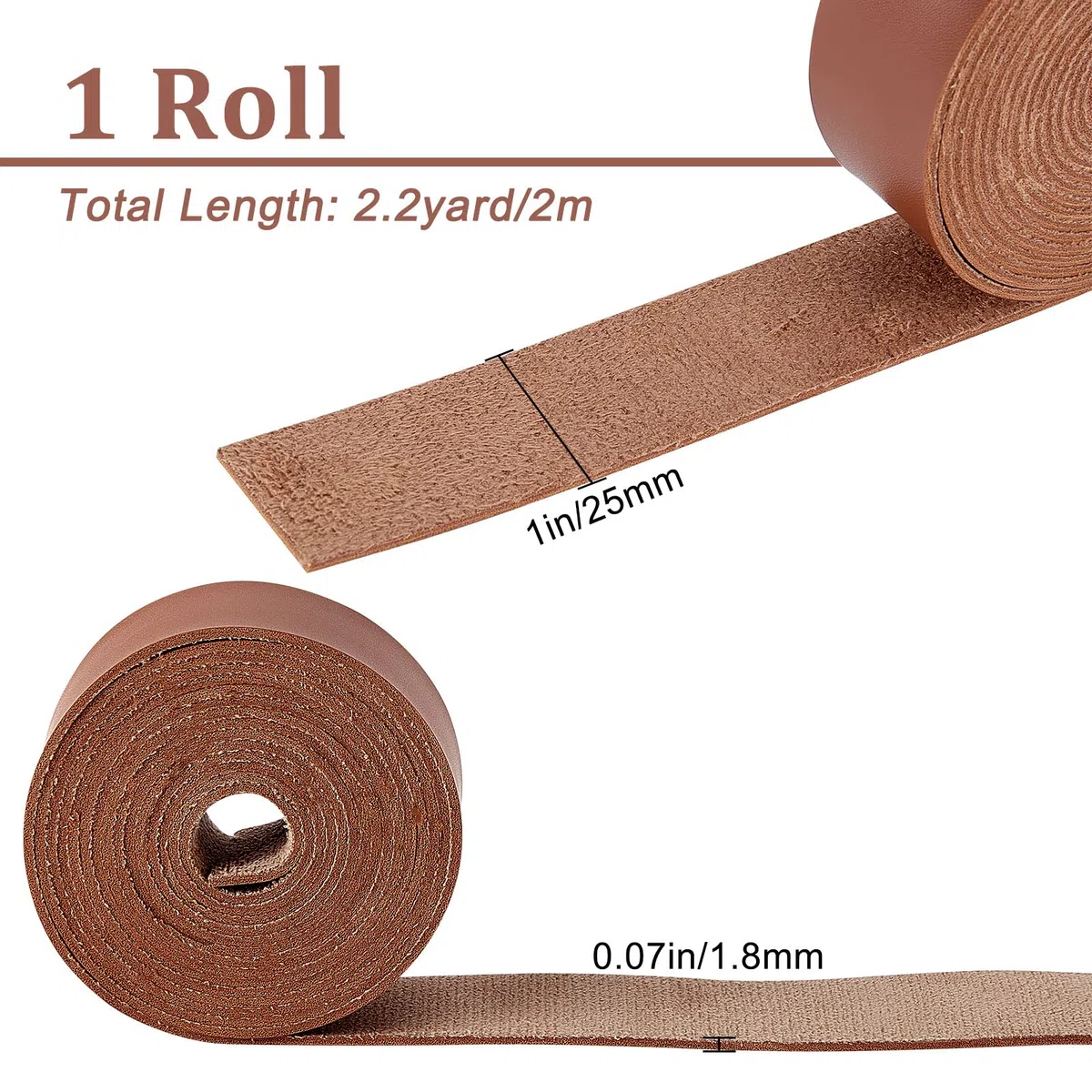 GORGECRAFT 2mX25mm Tiras de Encaje de Cuero Marrón Mate Cordón de Cuero Plano, Correa Enrollable, Envoltura de Cinturón, Suministros de Cuero de Un Solo Lado, Cordón de Imitación para Manualidades