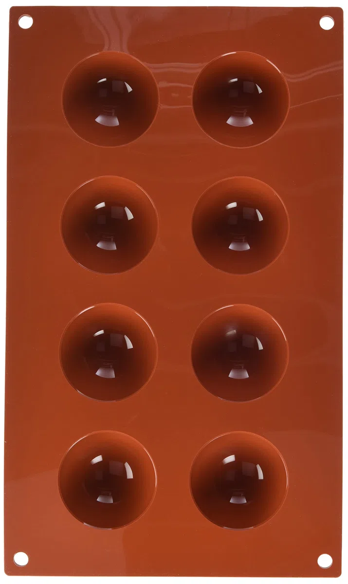 silikomart | SF004 Molde de silicona para Monoporciones SEMISFERA, antiadherente, 8 cavidades, Pack de 1 Molde para tartas, Ø 50 h 25 mm, Made in Italy