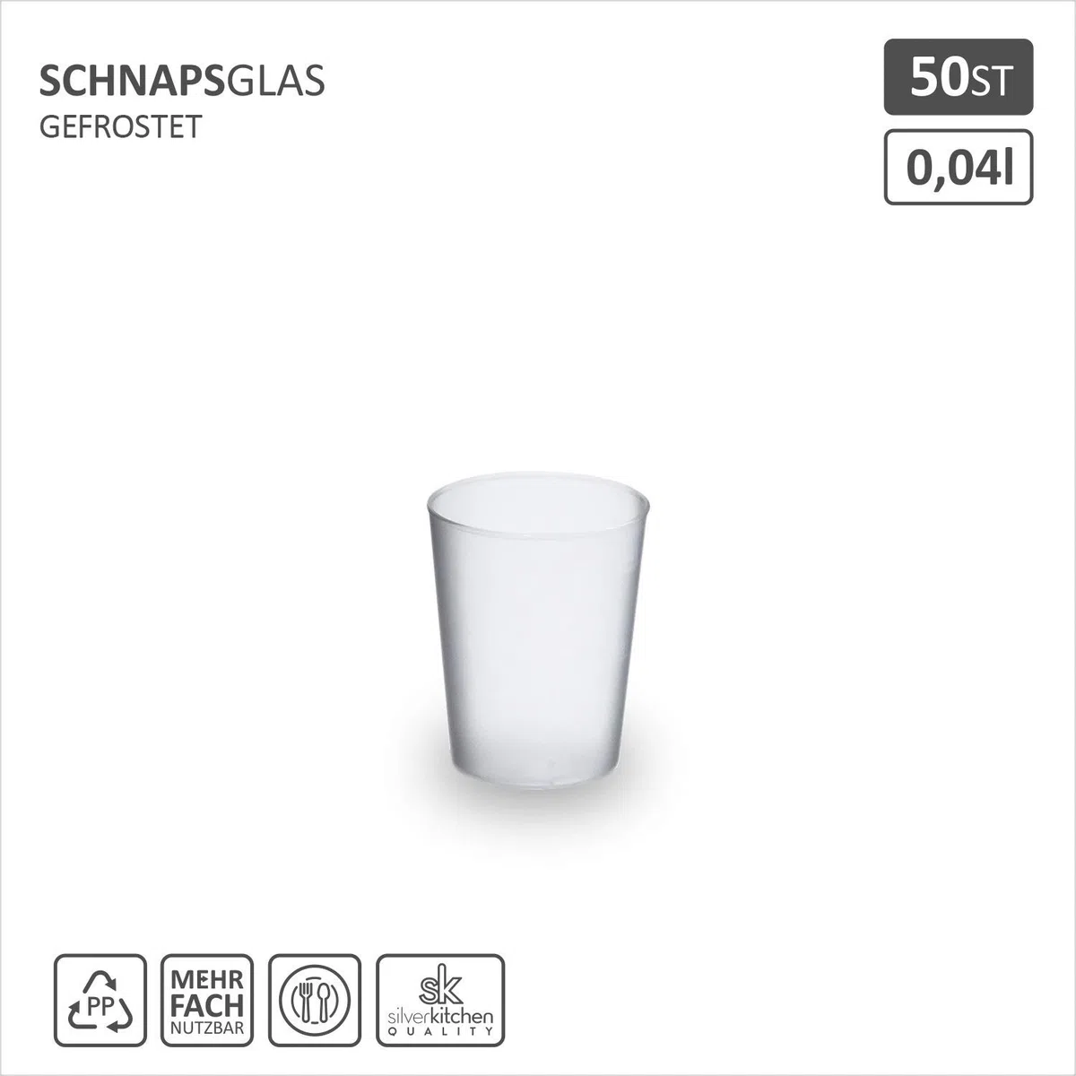 50 vasos de chupito, 2 cl/4 cl, esmerilados, irrompibles, reutilizables, vasos de licor, vasos largos, vasos para beber, transparentes, fabricados en Alemania