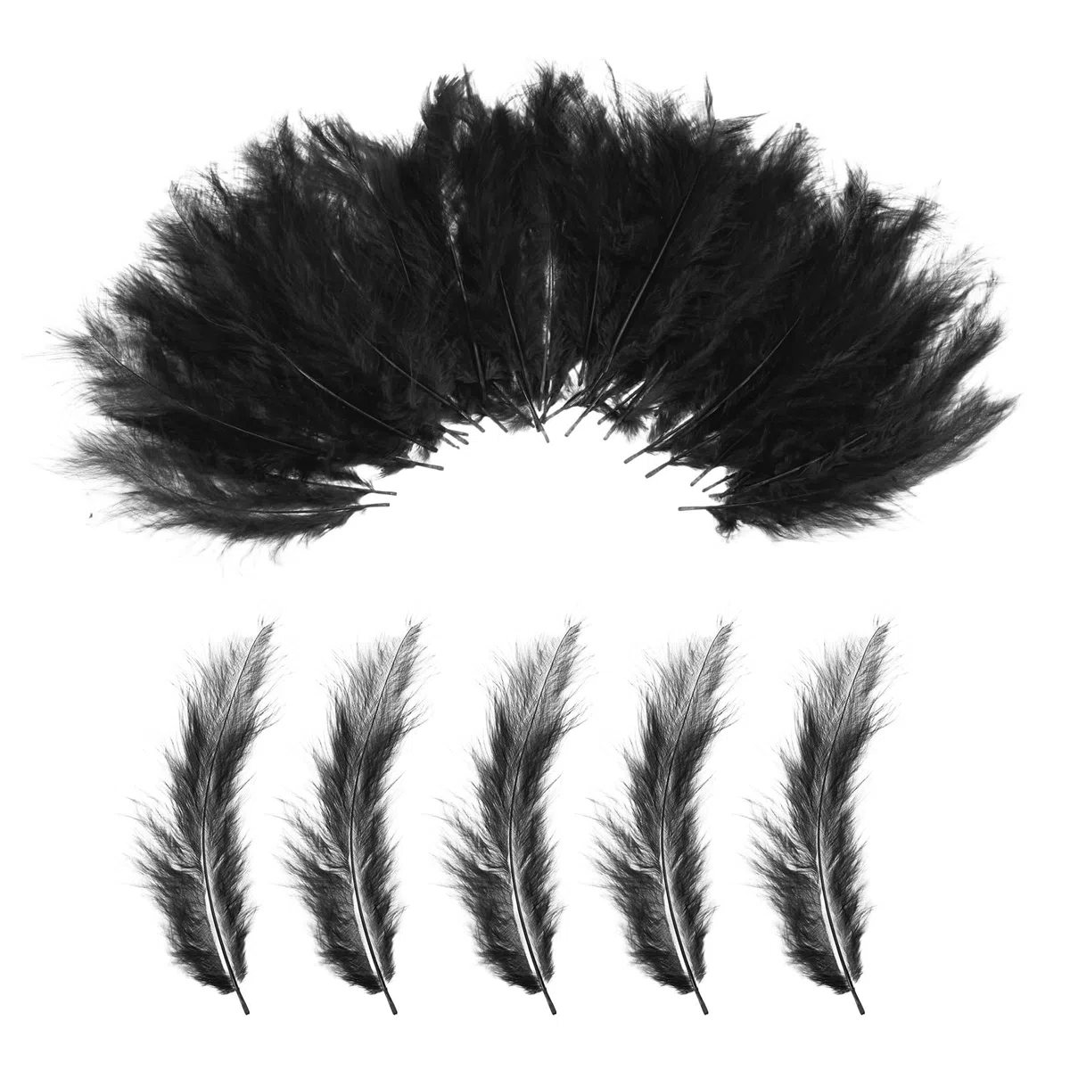 PATIKIL 100 Plumas Esponjosas De Pavo Marabú, 4-6 Pulgadas Plumas Naturales Negras De Pavo Para Manualidades, Cazadores De Sueños, Flecos, Atado De Moscas, Decoraciones Para Fiestas