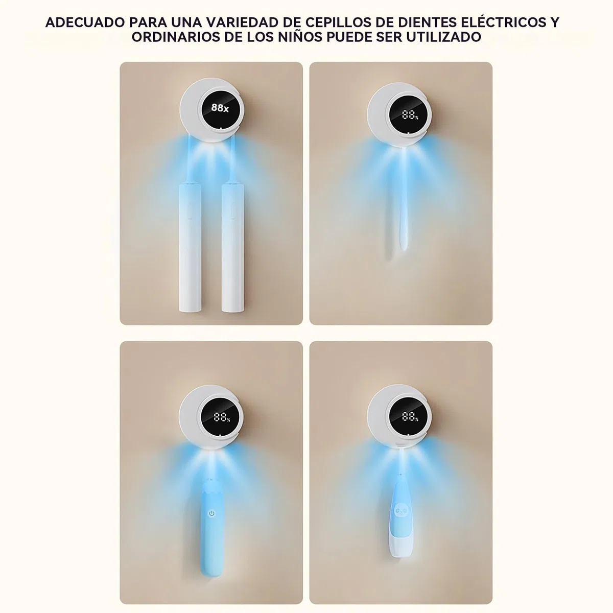 Cepillo De Dientes Rannizante UV - De Cepillo De Dientes | 2 Ranuras Desinfectantes Y Soporte del Cepillo De Dientes | Soportes De Cepillo De Dientes Montado En La Pared | Accesorios De