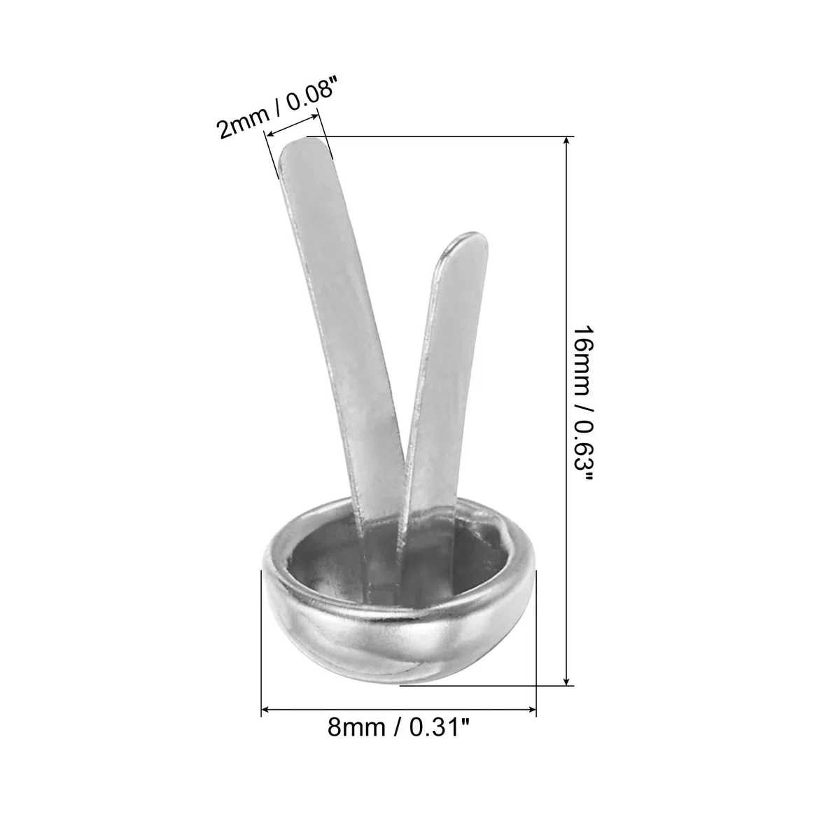 PATIKIL 8x16mm Mini Clavos Papel Sujetadores, 100 Paquete Redondos Clavos Sujetador para Artesanía Decorativo Recortes Álbum Tarjetas Bricolaje, Plateado Tono
