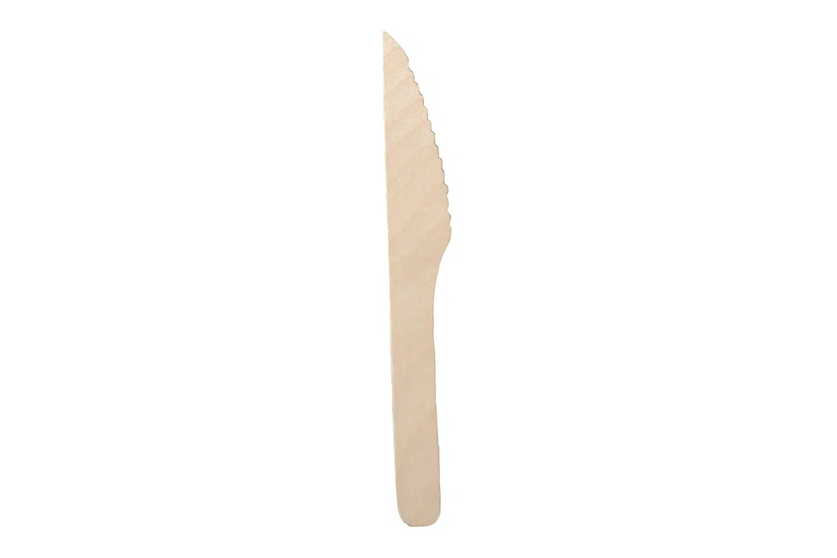 Cuchillos de madera. Biodegradables y compostables 100 uds de 165 mm.