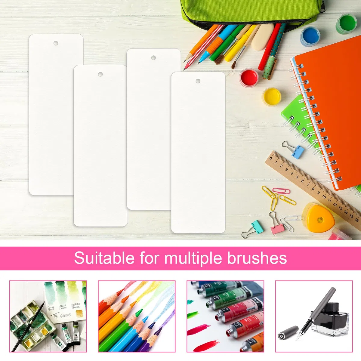 Papel de Acuarela Pequeño, Tarjeta Acuarela, Marcapáginas para Pintar con Acuarelas, 50 Hojas Papel Acuarela 300gr, Papel para Pintar con Acuarela, Bricolaje, Manualidades (5 x 15 cm)