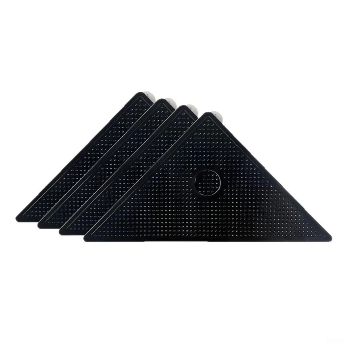 Paquete de 4 almohadillas antideslizantes para fijar alfombras, alfombra triangular de gel de poliuretano para laminado de madera dura para suelos de baldosas, tapones reutilizables lavables para sala