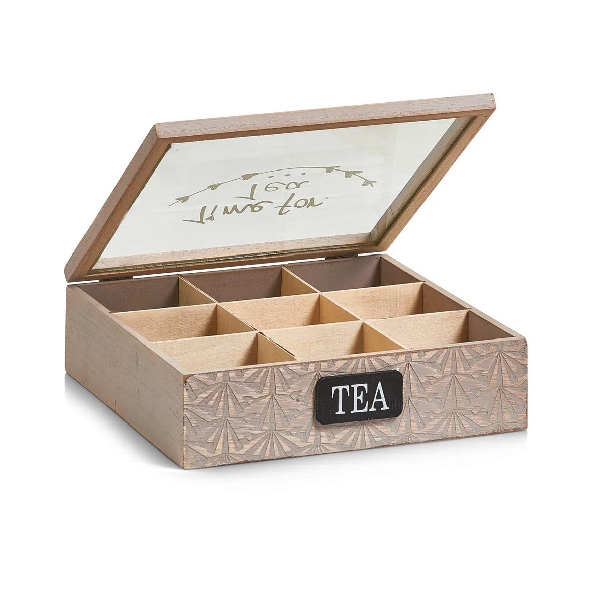 Zeller 15115 Caja para Bolsitas de Té, Madera, Marrón, 24x24x7 cm