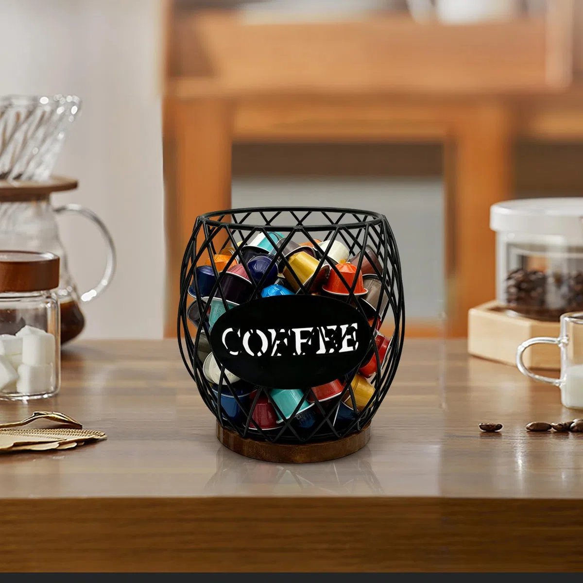 Cesta De Almacenamiento Para Cápsulas De Café | Accesorios De Organización Para Cocina - Contenedor Cesta para Cápsulas de Café,Para Cocina Despensa Casa De Campo Residencia Oficina Cafetería Hotel