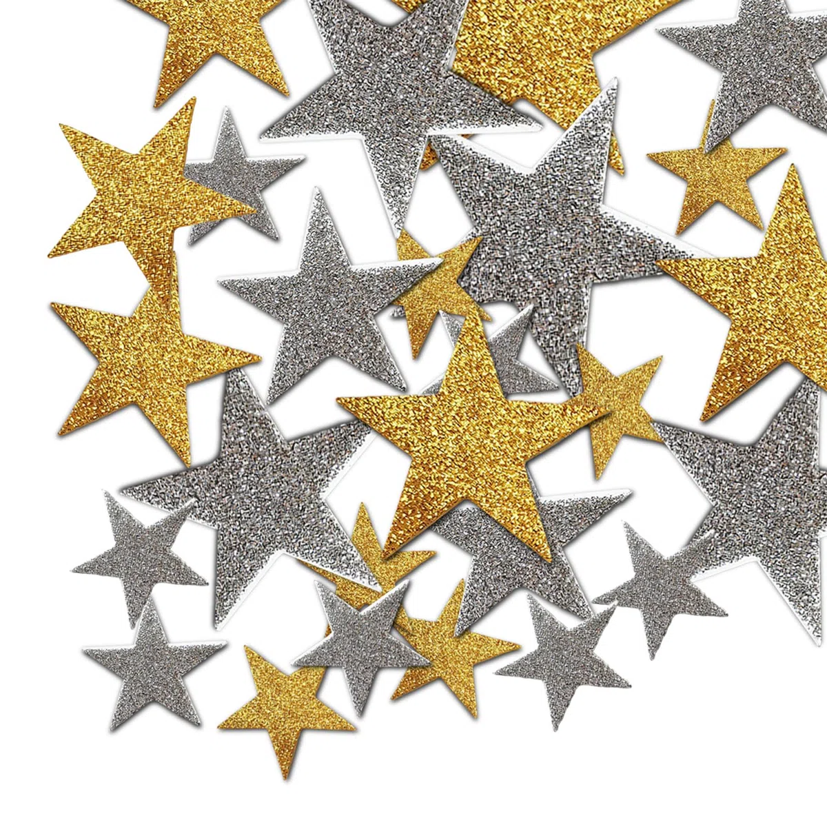 Pegatinas de Estrellas Goma Eva Purpurina 100 Piezas Oro y Plata, Estrellas Autoadhesivas Brillantes, Accesorios Decoración de Bricolaje Manualidades Temporada de Bodas Fiesta de Verano