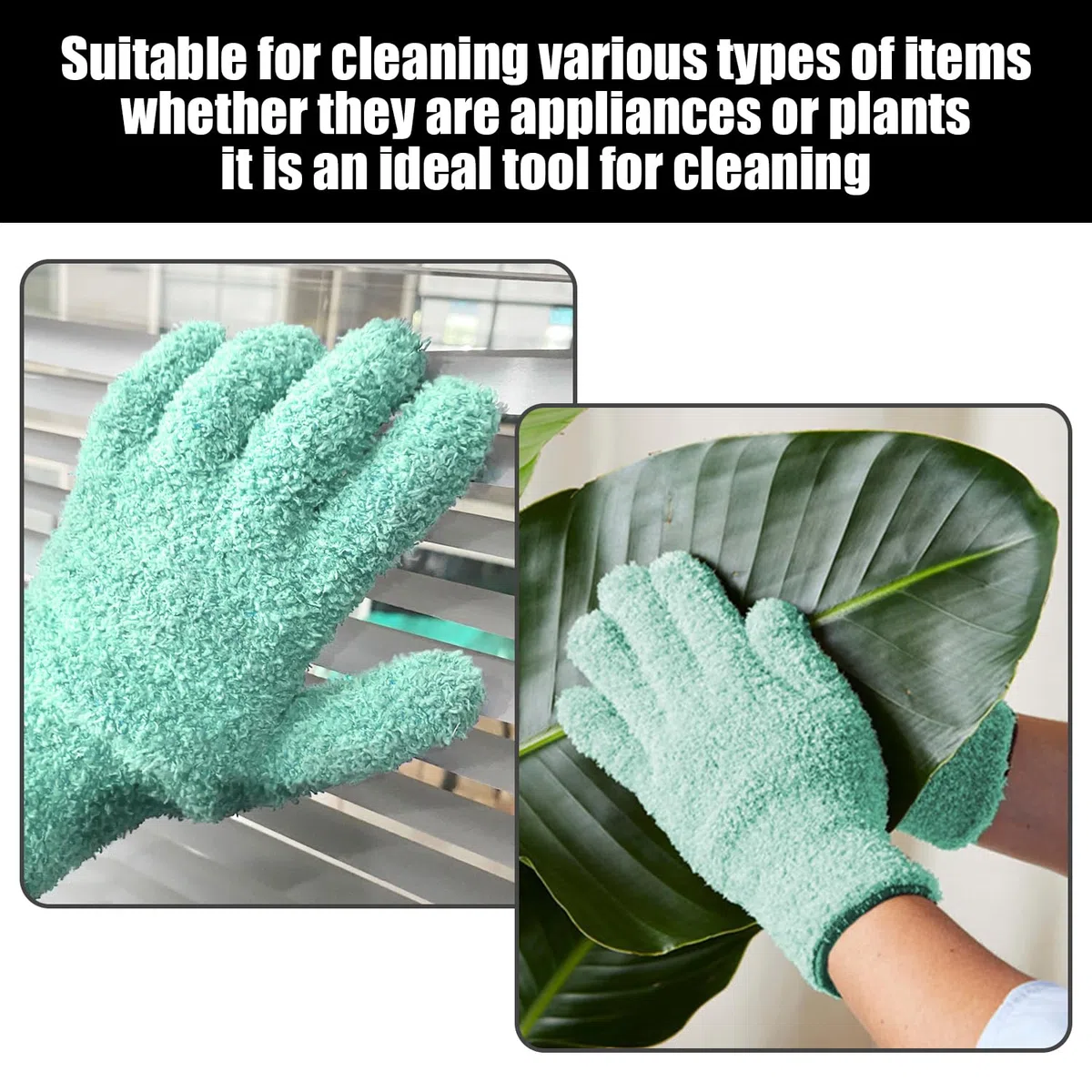 2 pares de guantes de eliminación de polvo de microfibra para limpieza de hogar, plantas absorbentes y reutilizables