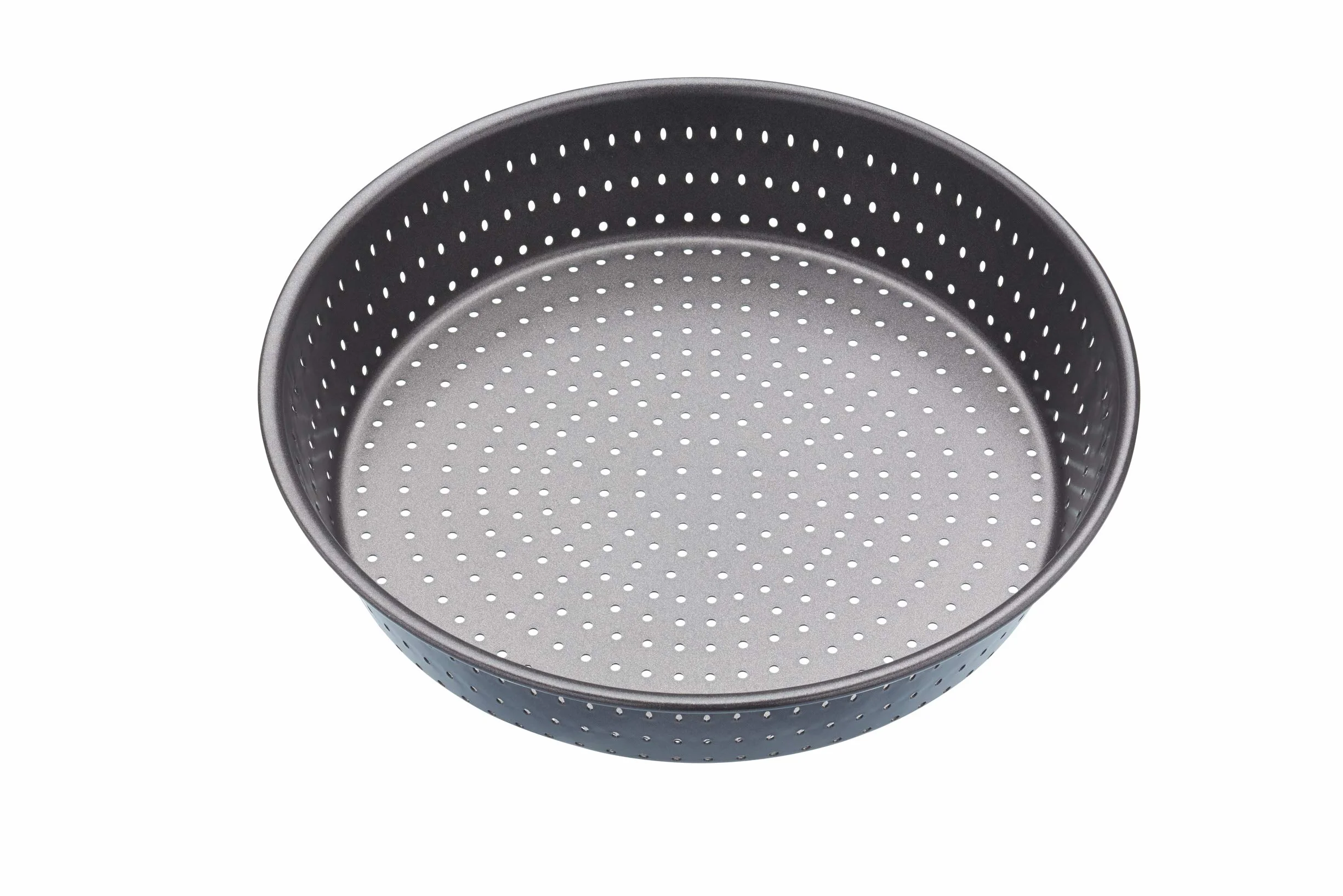 MasterClass Crusty Bake Plato perforado para tartas de 23 cm de profundidad sin PTFE, PFOA ni BPA, resistente acero al carbono de 1 mm de grosor, molde redondo de 9 pulgadas, gris