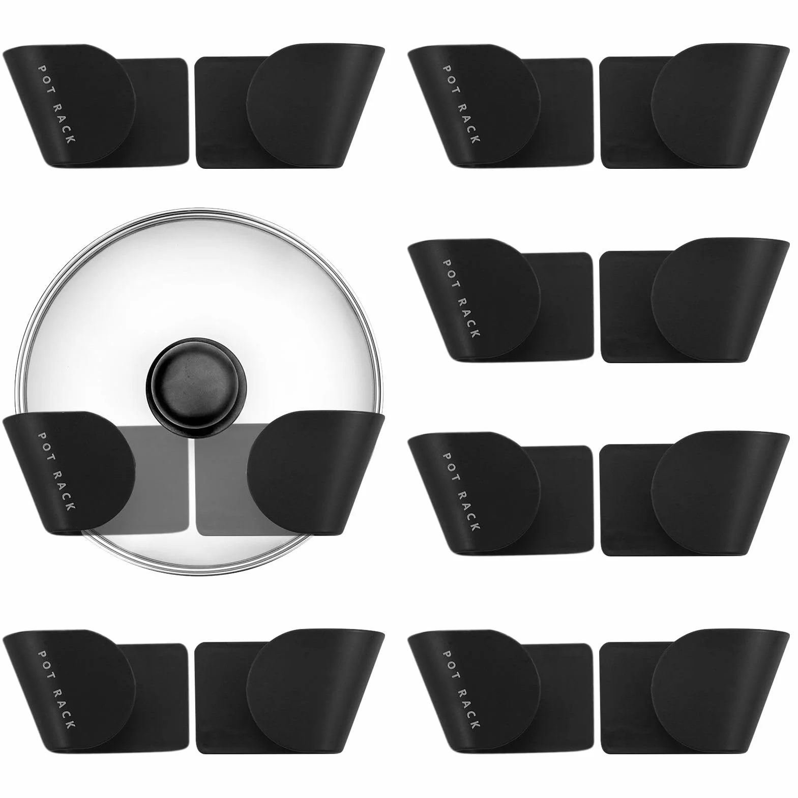 Organizador de tapa de olla ajustable, organizador de puerta de cocina (5 pares), soporte de tapa de olla para cocina, organizadores de tapa de olla dentro de la puerta del gabinete, juego de 5 pares