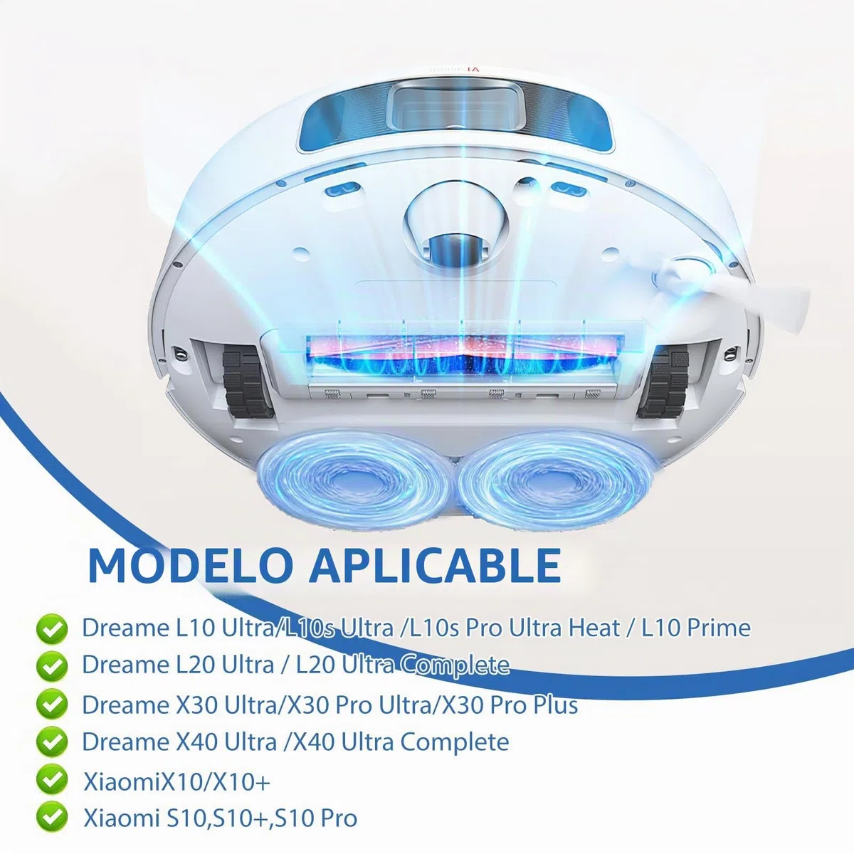 6 Paños de Repuesto Mopa Paño para Dreame L10s Pro Ultra Heat/L10s Ultra/L10s Ultra Gen 2/L20 Ultra/X40 Ultra Complete/Xiaomi X20 Plus/S20 Robot Almohadilla Trapeador Microfibra Reutilizable Limpieza