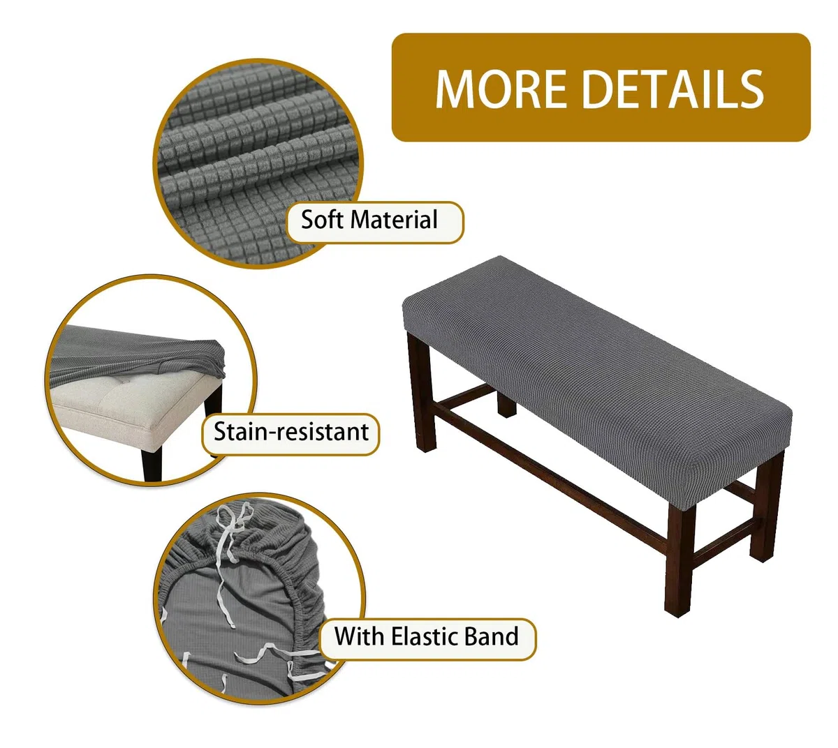 Funda para Banco De Cocina, Funda Banco Comedor Elástica Rectangular Cubierta De Taburete para Hotel, Banquete, Restaurante, Sala de Estar, Dormitorio(Camel,S:90-120CM(36-47in))