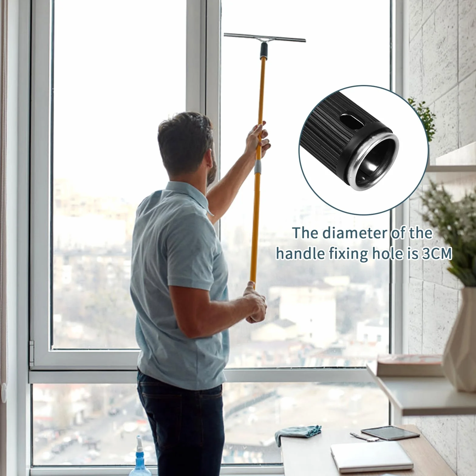 Escobillas de Goma Profesional, Rasqueta Limpiacristales Multiusos de 35cm, Rasqueta de Silicona para Ventana, Limpiacristales de Acero Inoxidable para Baño, Cristal, Puerta de Ducha