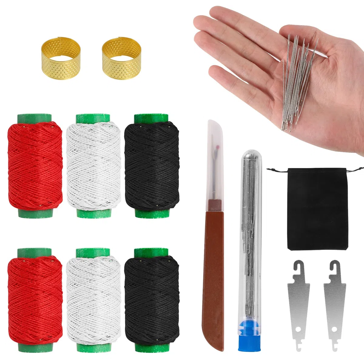 Kit de Costura, 37 Piezas Kit Costura, Accesorios de Costura Premium, Costureros Completos para el Viajes y Principiantes y Emergencias, Sewing Kit para Tela Gruesa y Cuero