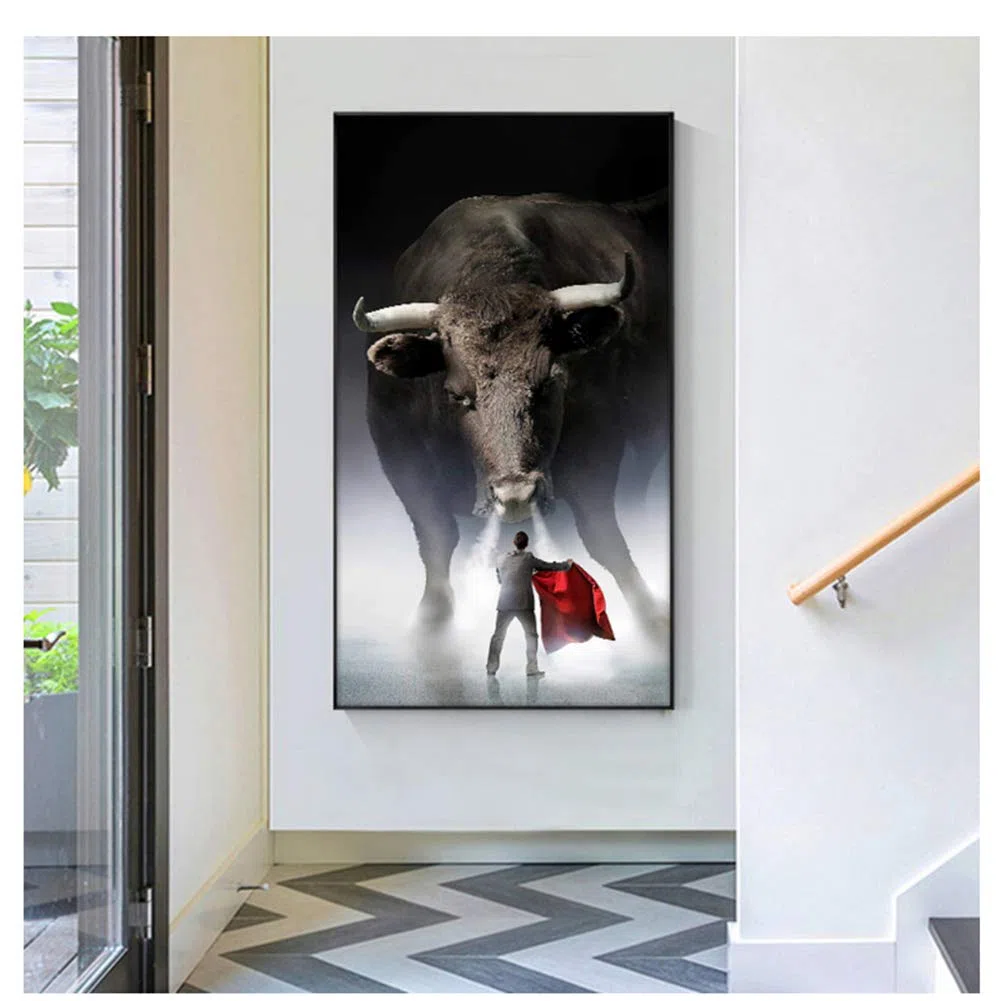 Cuadro sobre Lienzo para Pared, Imagen de Corrida de toros para Sala de Estar, decoración del hogar, 60x80 cm sin Marco