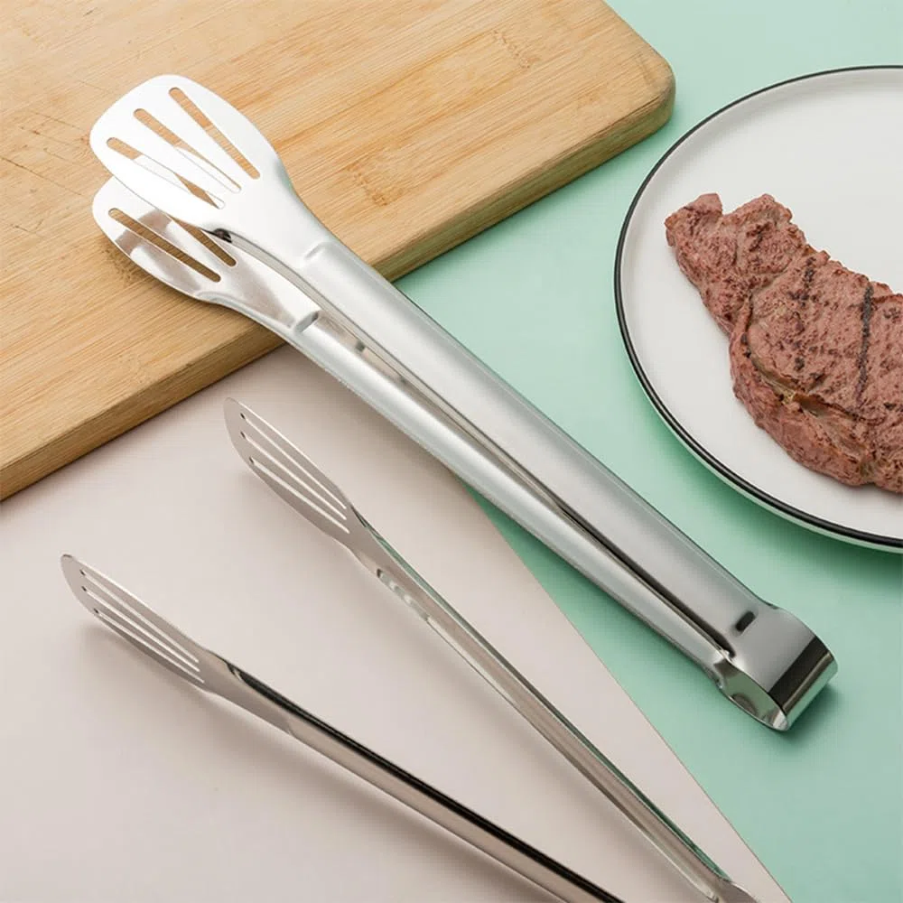 3 Piezas Pinzas de Cocina Multifuncional de Acero Inoxidable, 7 Pulgadas Metalicas Pinzas de Barbacoa, Pinzas para Ensalada Carne, Pinzas de Alimentos de Servir para Cocinar, Asar, Buffet, Bistec, Pan