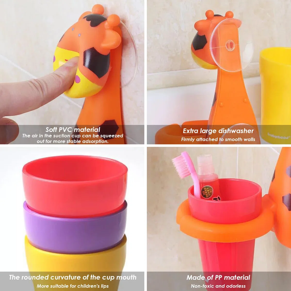1 soporte para cepillo de dientes con ventosa, soporte para cepillo de dientes con vaso, soporte para cepillo de dientes personalizado para niños