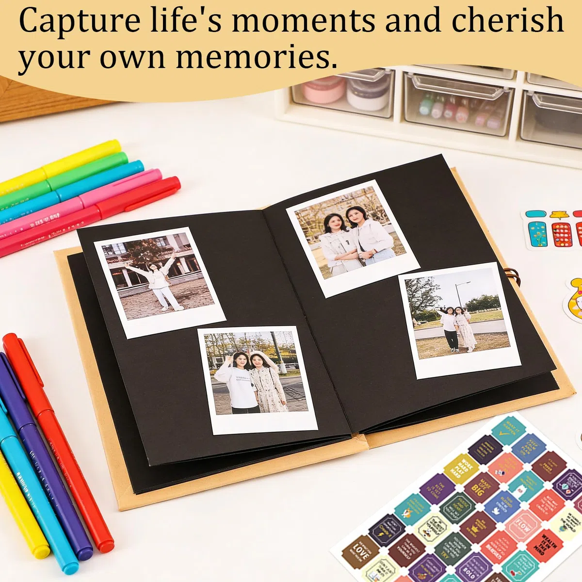 2 Piezas Álbum Scrapbook Acordeón, Album Fotos para Pegar y Escribir, Album Scrapbook de Bricolaje Plegable con 4 Pegatinas, 16 Páginas DIY Albunes para Fotos para Cumpleaños Boda Regalo de Graduación